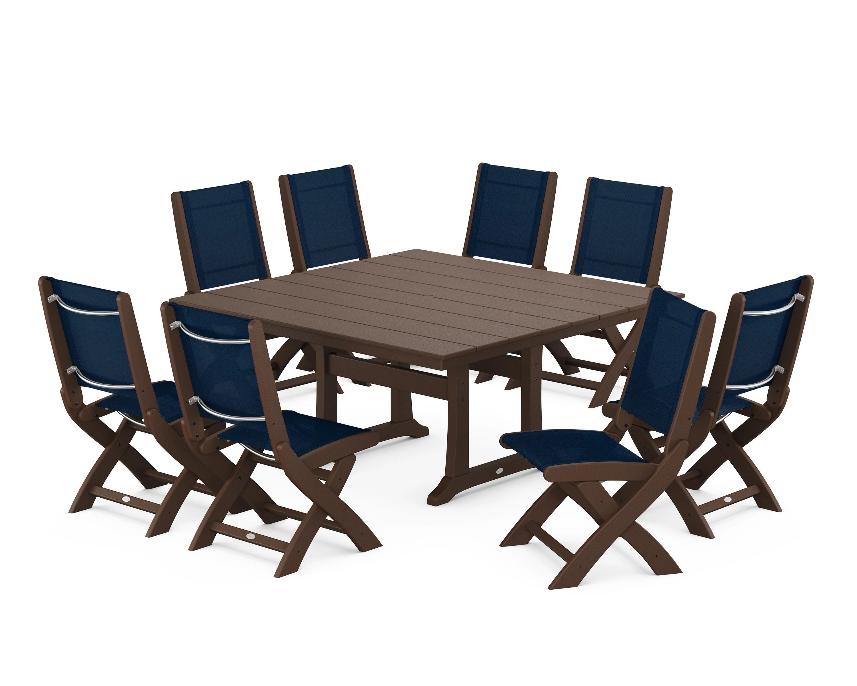 Coastal Folding Side Chair 9-Piece Farmhouse Dining Set - Image 76