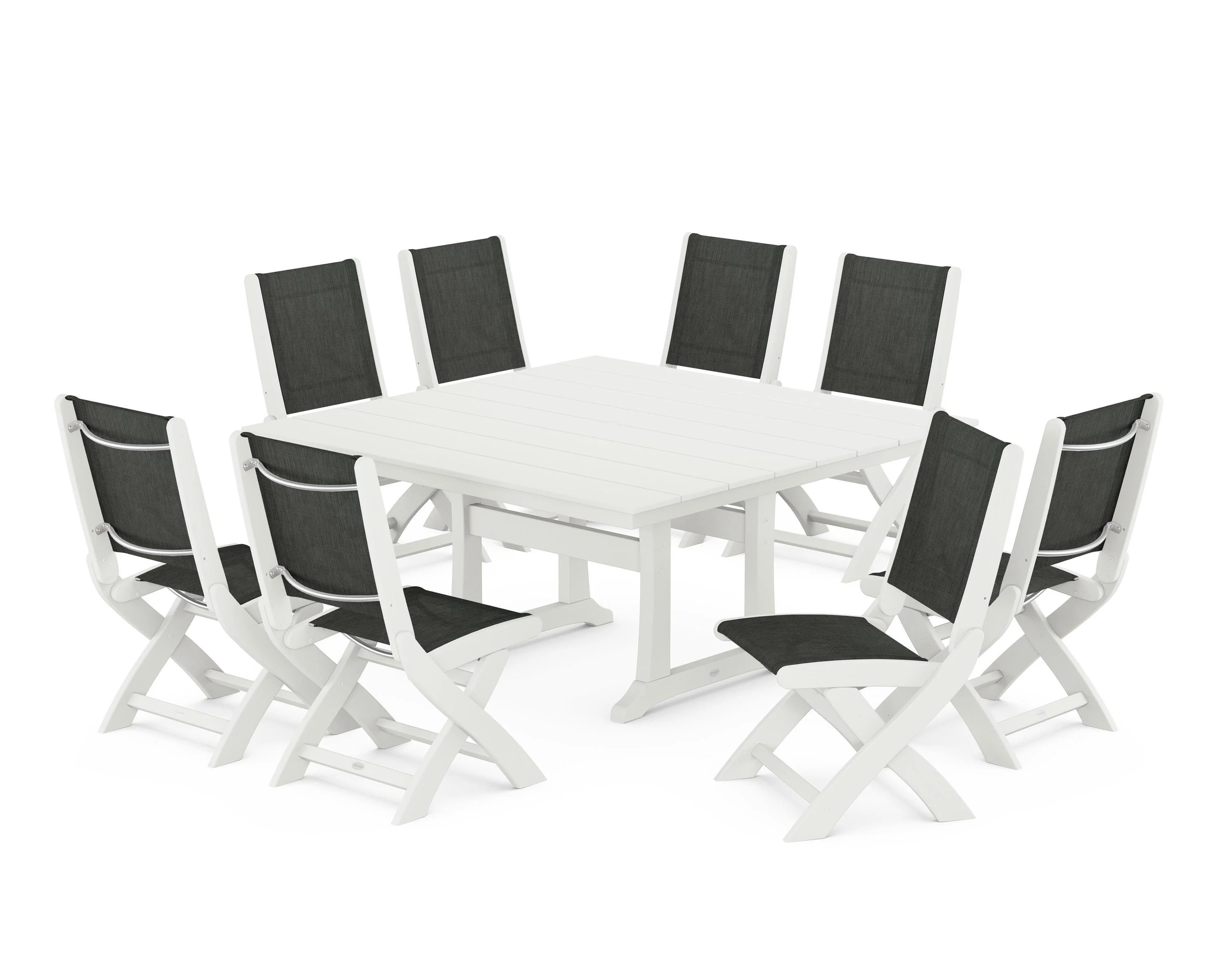 Coastal Folding Side Chair 9-Piece Farmhouse Dining Set - Image 8