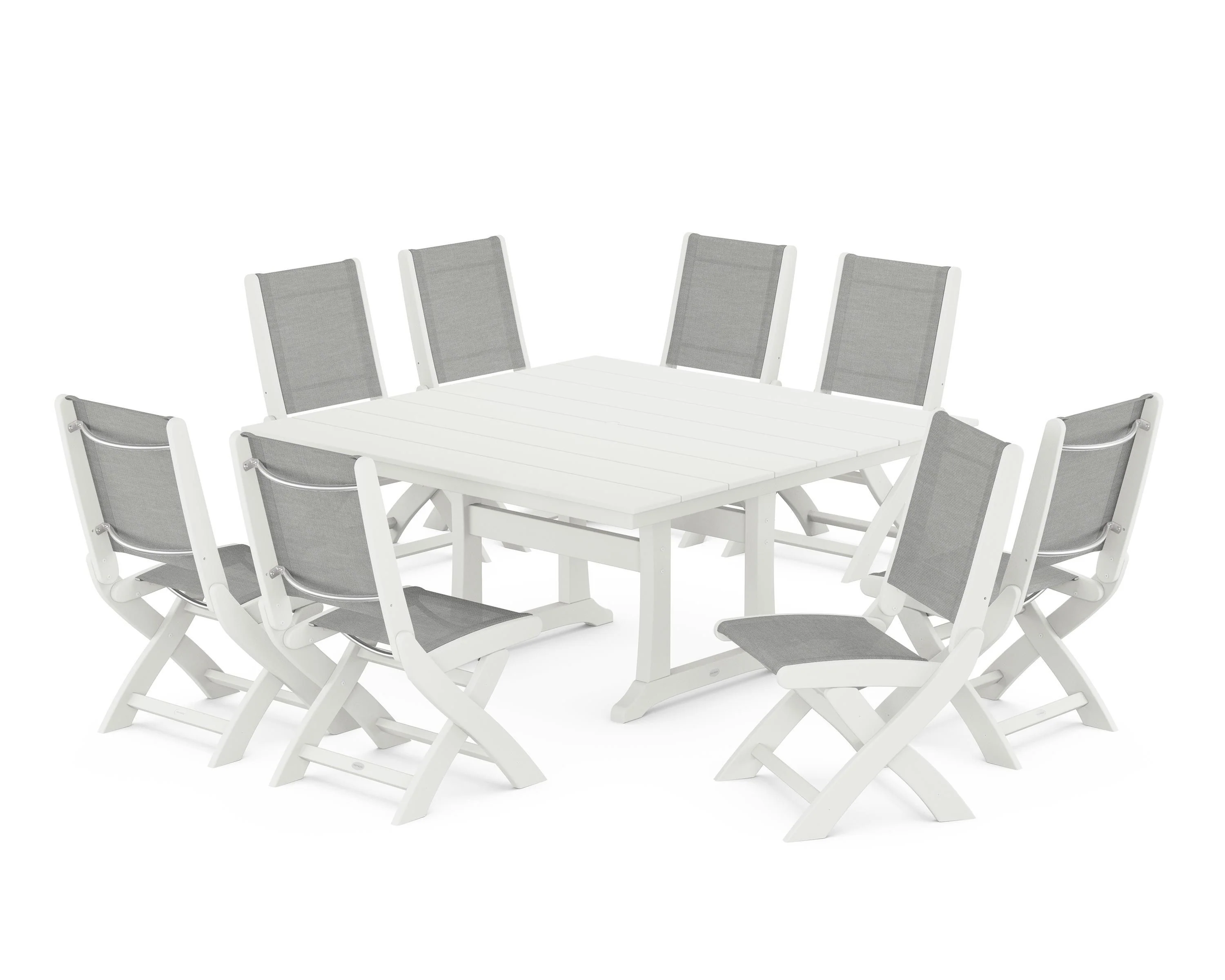 Coastal Folding Side Chair 9-Piece Farmhouse Dining Set - Image 83