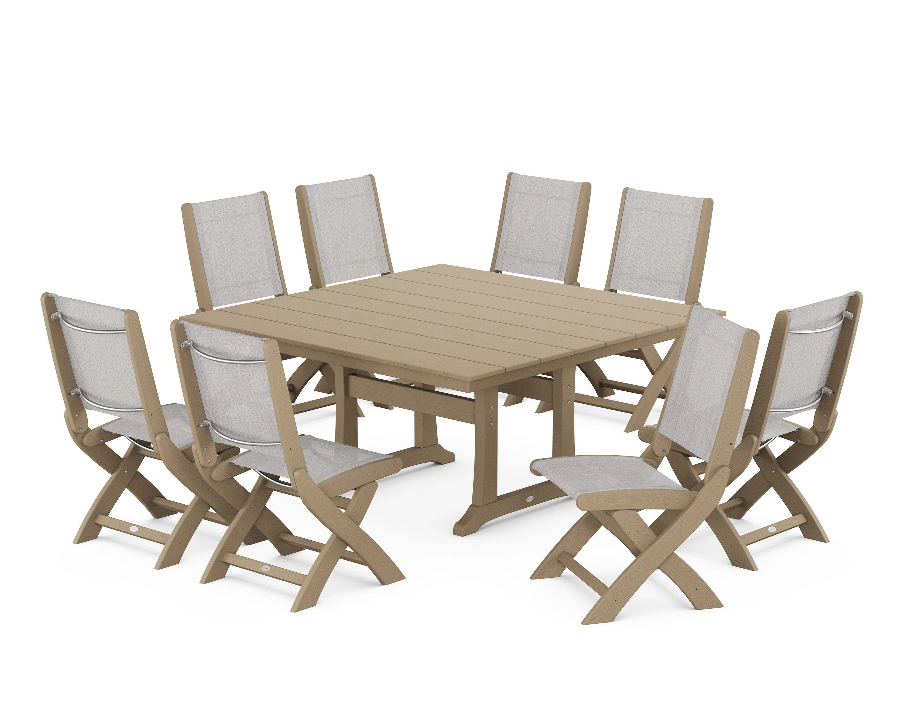 Coastal Folding Side Chair 9-Piece Farmhouse Dining Set - Image 95