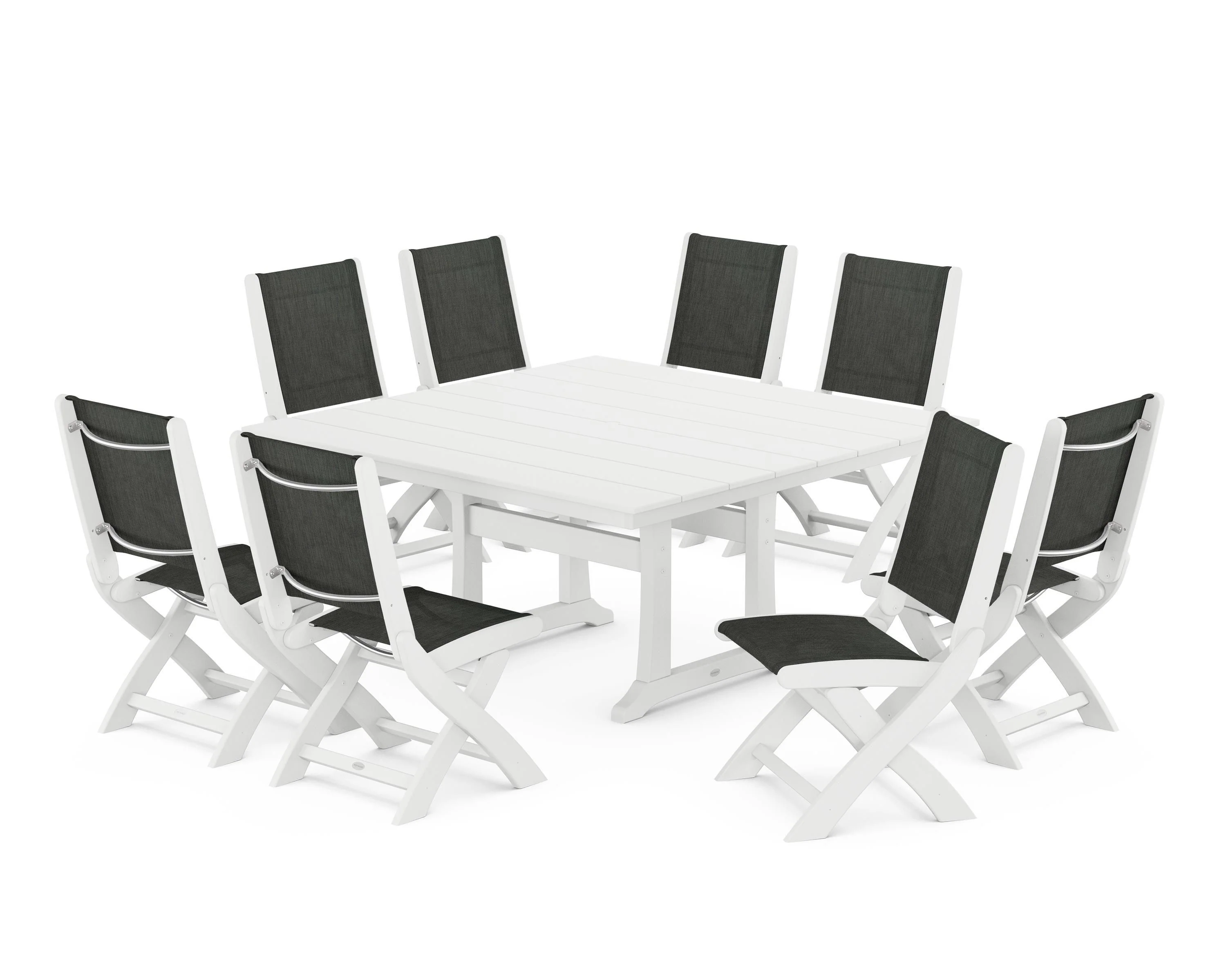 Coastal Folding Side Chair 9-Piece Farmhouse Dining Set - Image 99