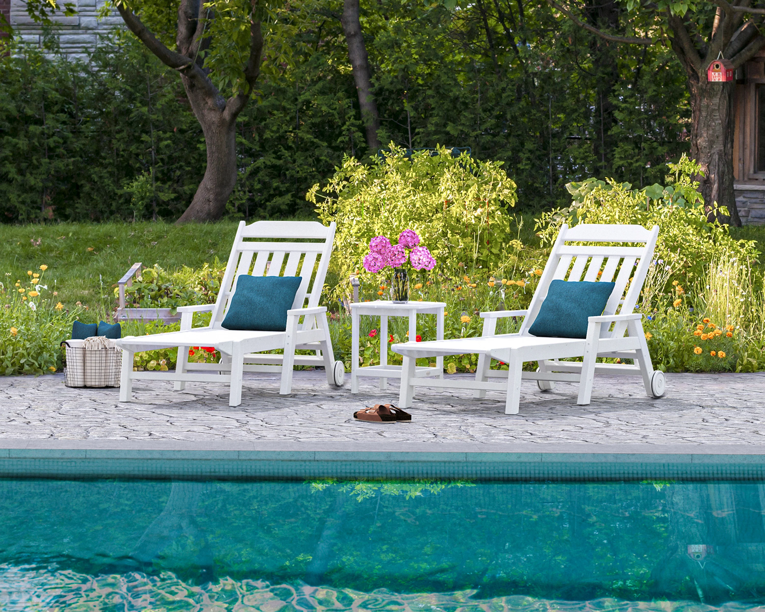 Cottage 3-Piece Chaise Set with Arms and Wheels - Image 2