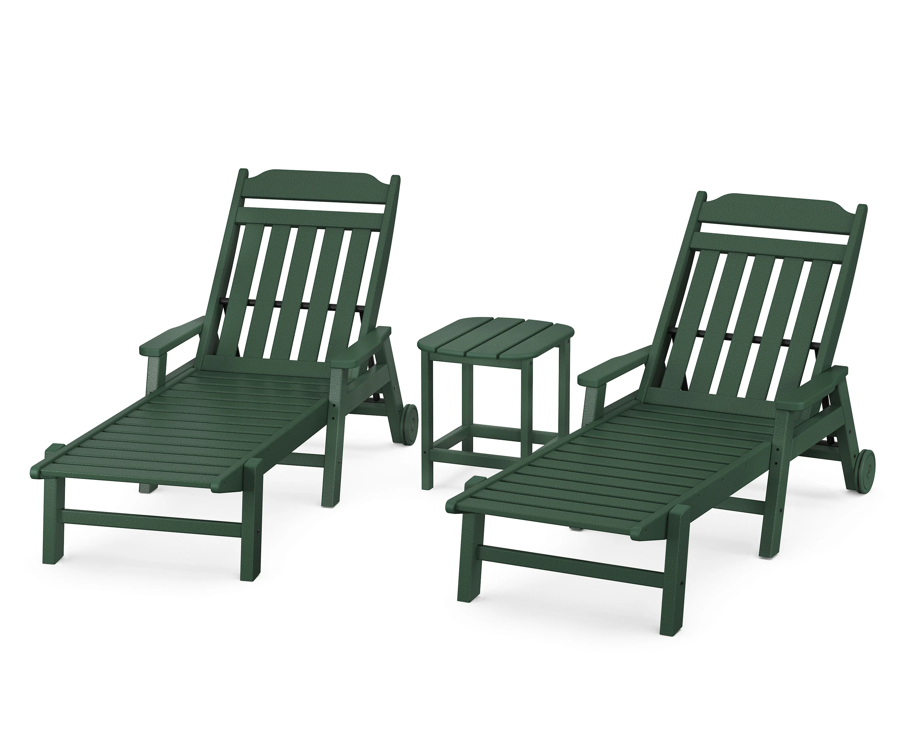 Cottage 3-Piece Chaise Set with Arms and Wheels - Image 4