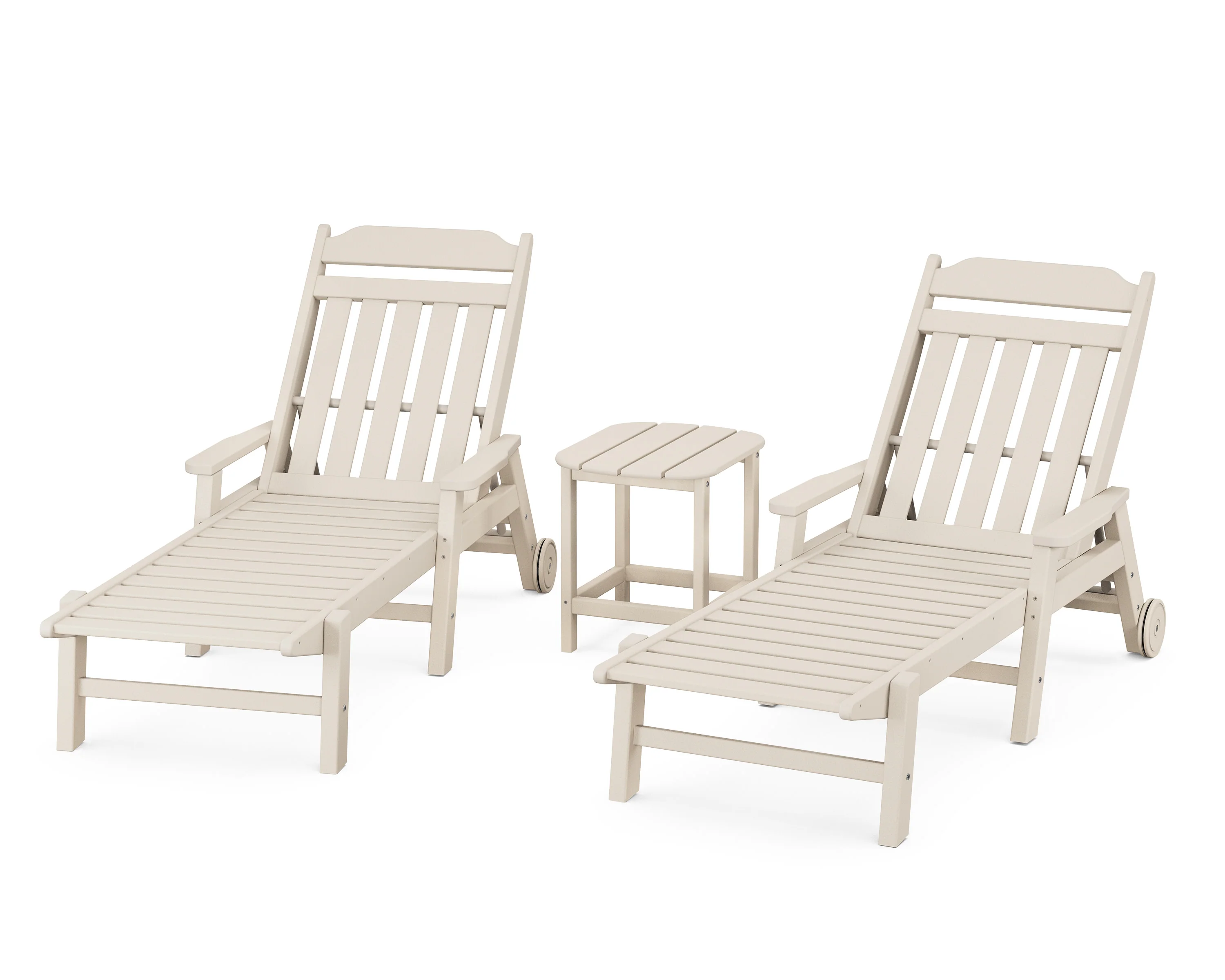 Cottage 3-Piece Chaise Set with Arms and Wheels - Image 6
