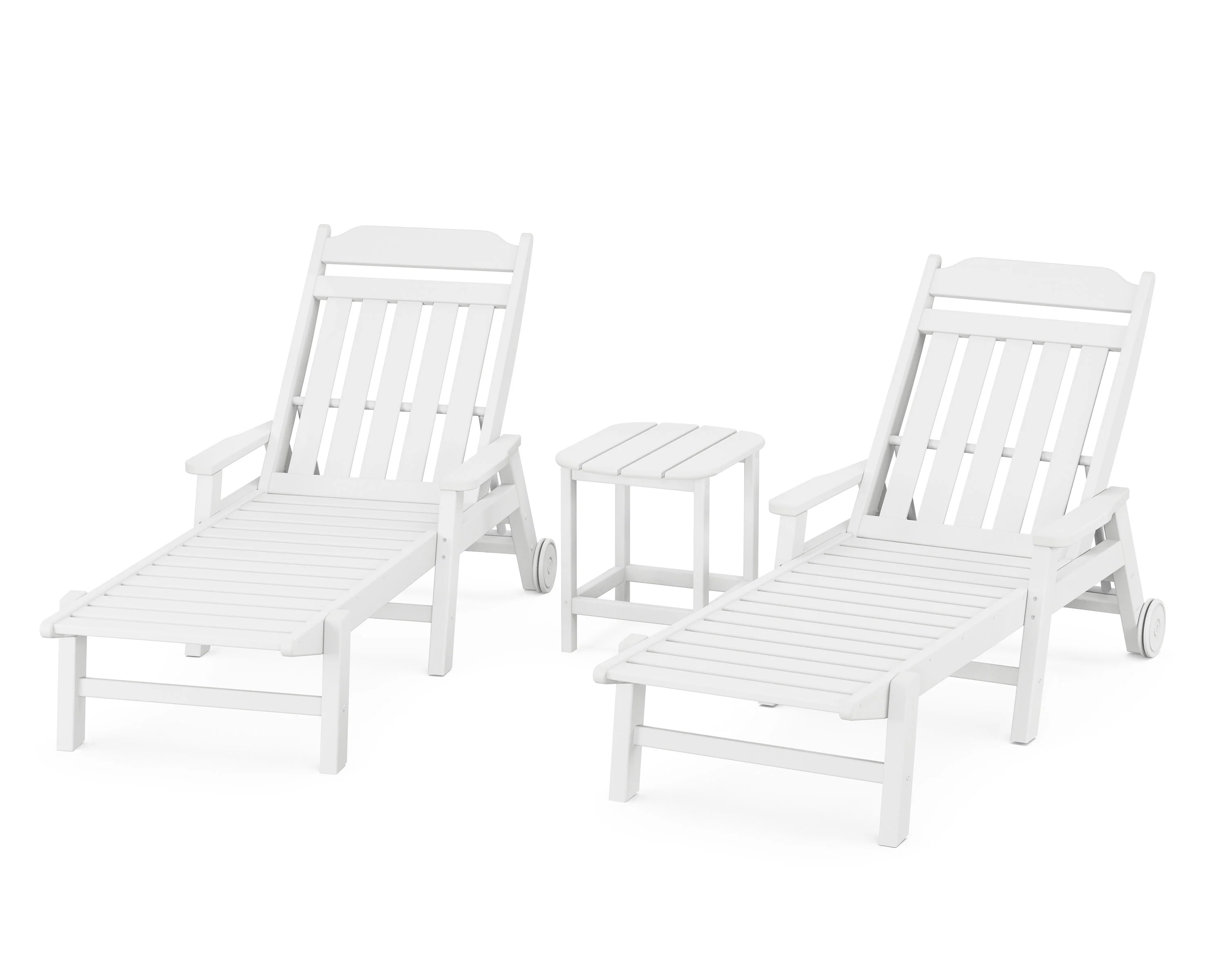 Cottage 3-Piece Chaise Set with Arms and Wheels - Image 9