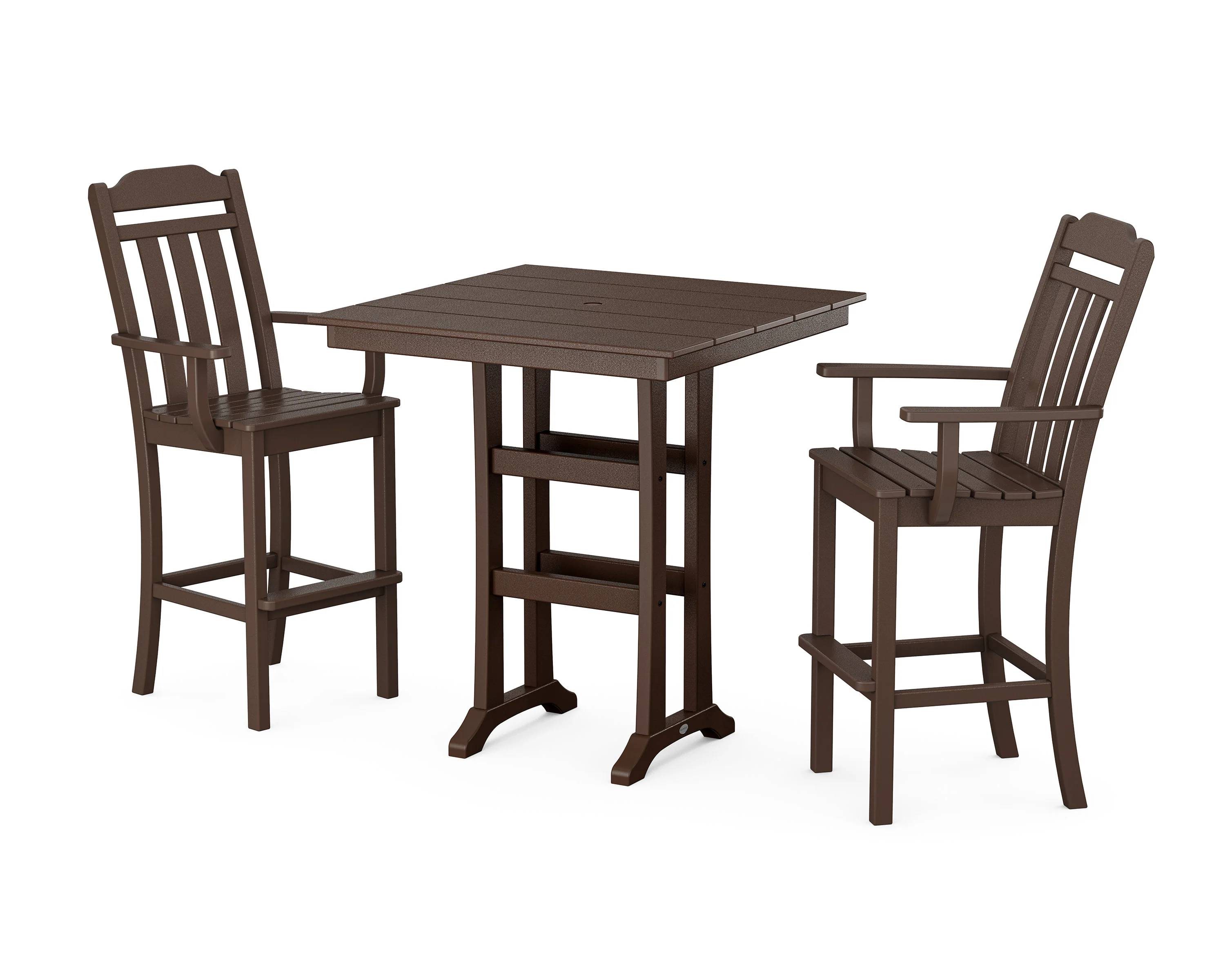 Cottage 3-Piece Farmhouse Bar Set with Trestle Legs - Image 9