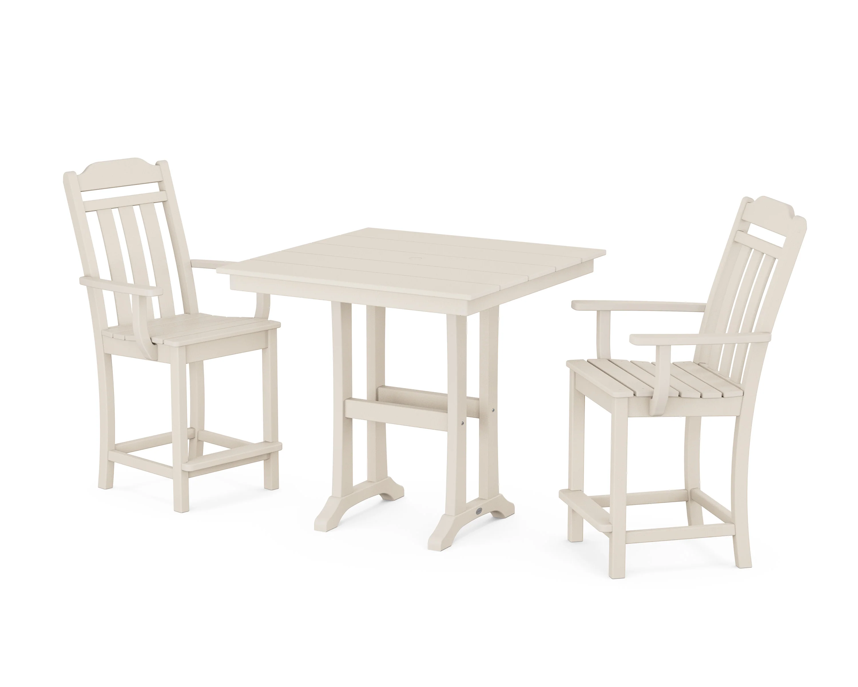 Cottage 3-Piece Farmhouse Counter Set with Trestle Legs - Image 9
