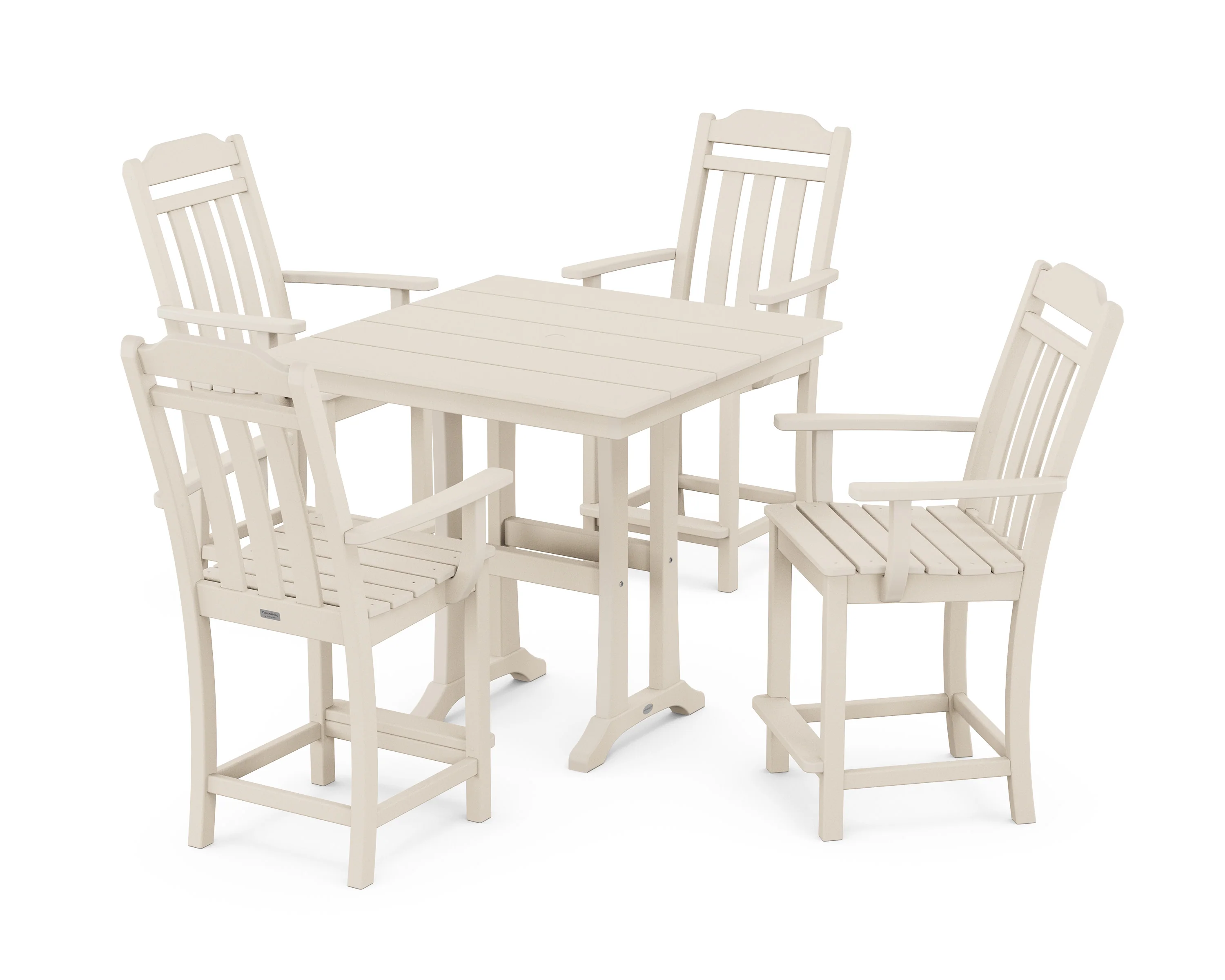 Cottage 5-Piece Farmhouse Counter Set with Trestle Legs - Image 5