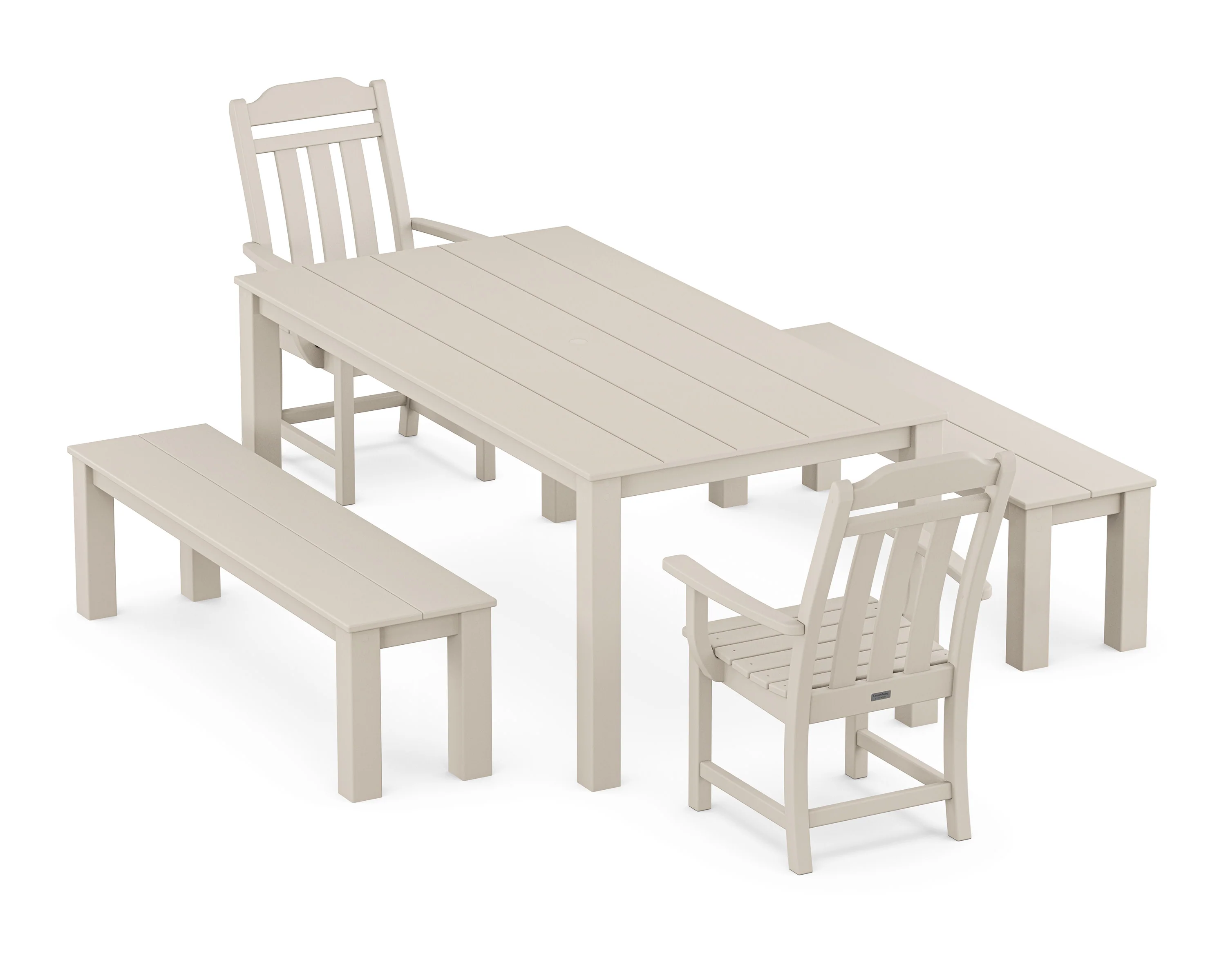 Cottage 5-Piece Parsons Dining Set with Benches - Image 4