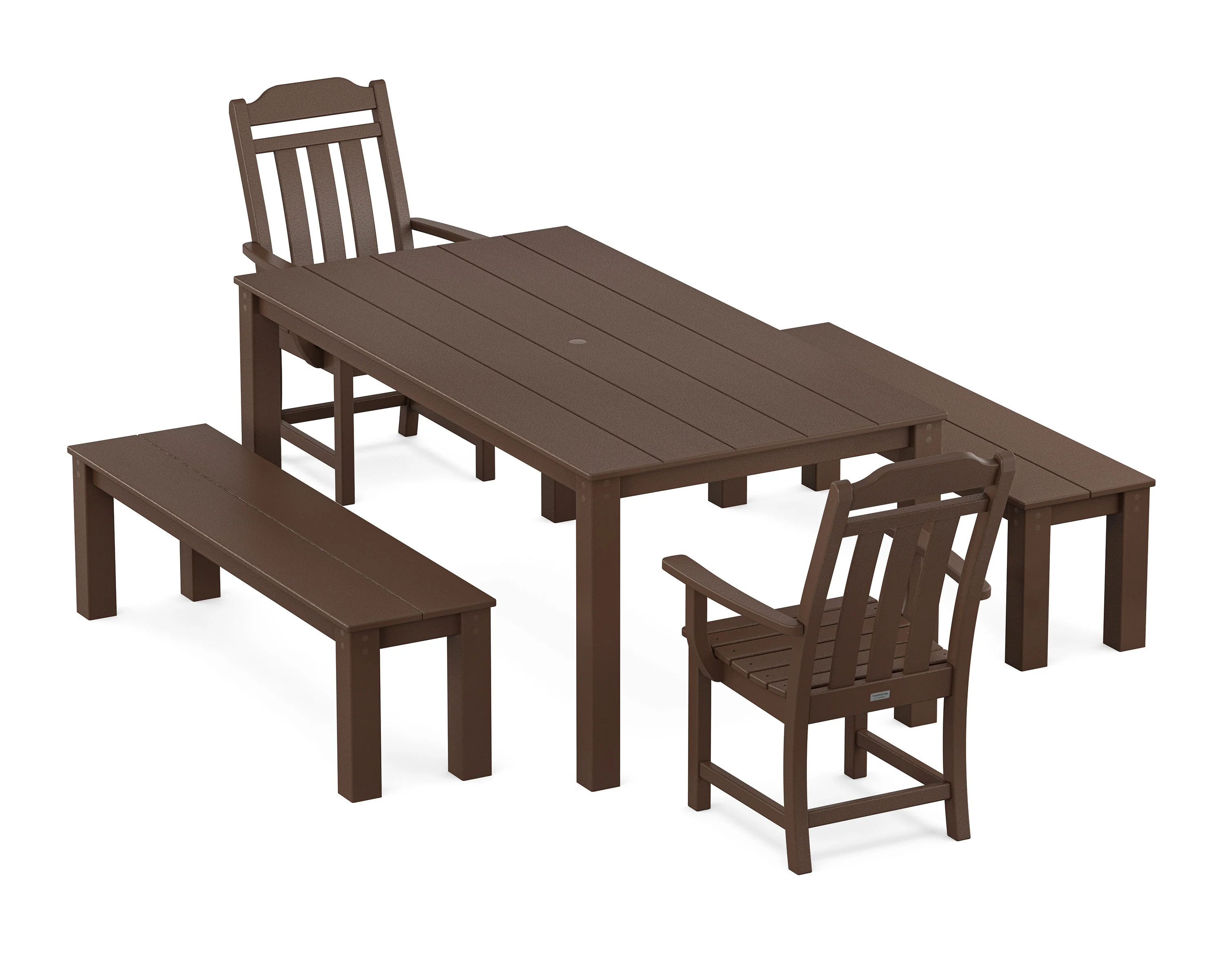 Cottage 5-Piece Parsons Dining Set with Benches - Image 5