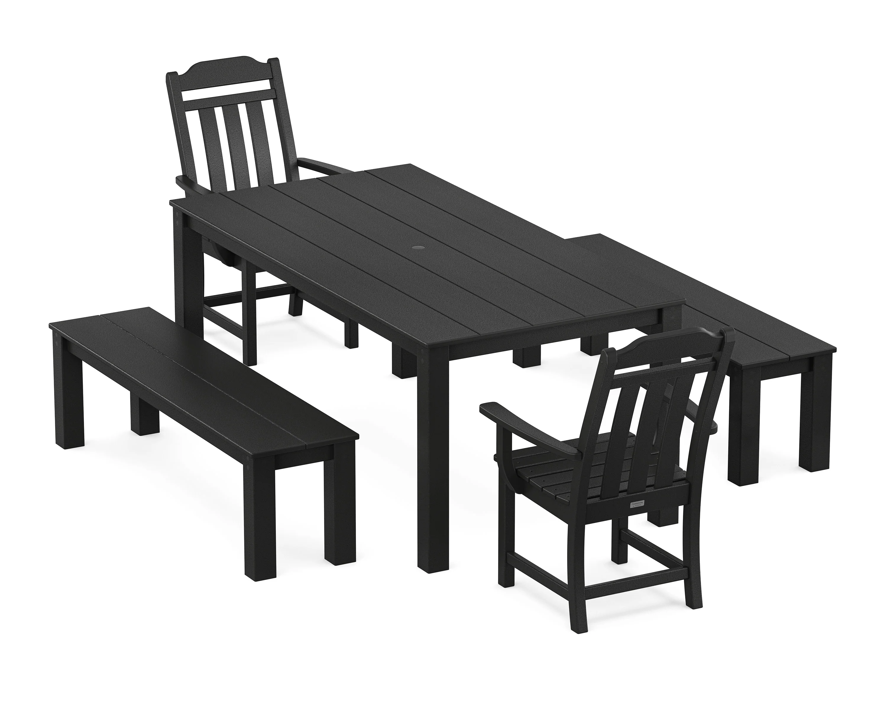 Cottage 5-Piece Parsons Dining Set with Benches - Image 6