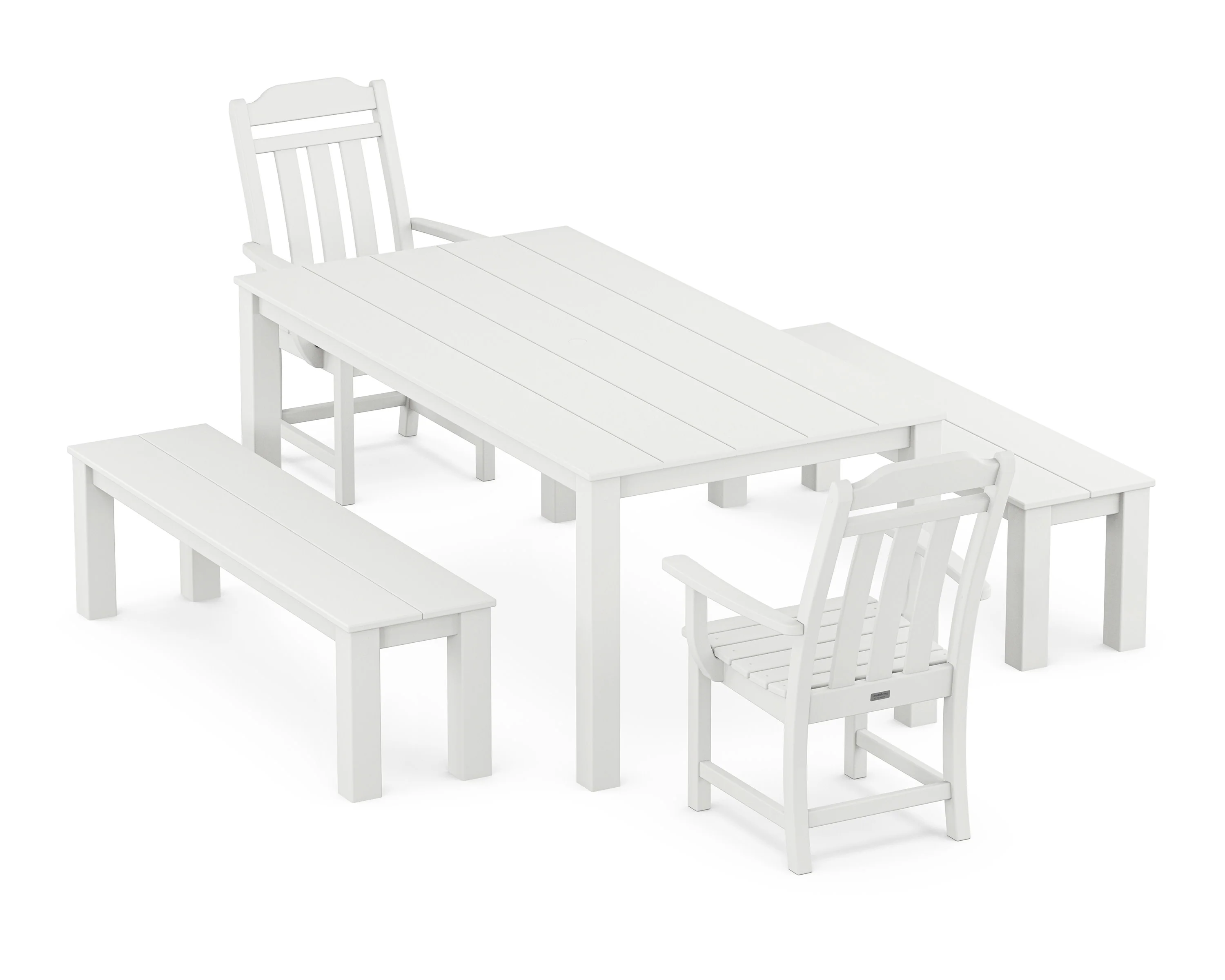 Cottage 5-Piece Parsons Dining Set with Benches - Image 7