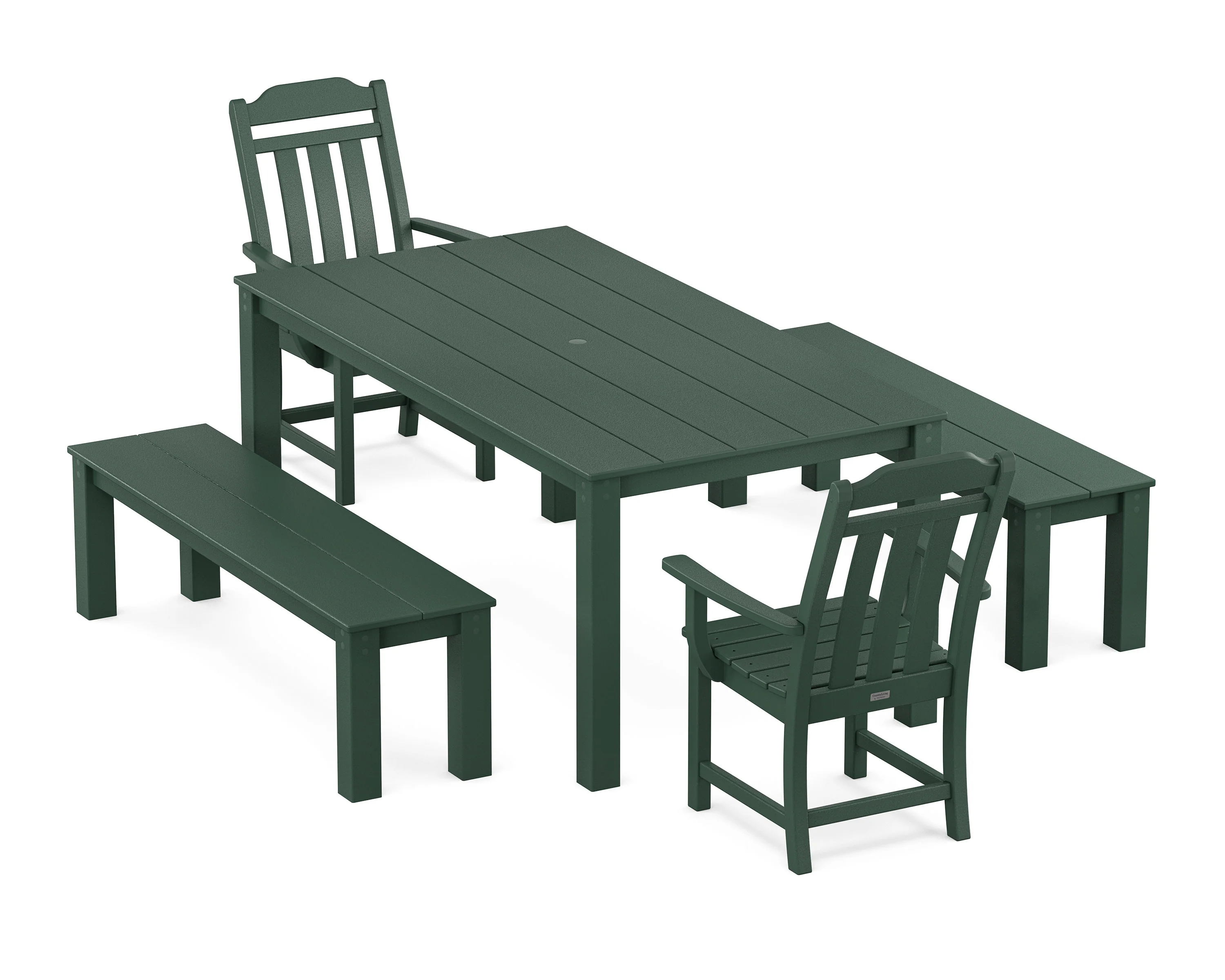 Cottage 5-Piece Parsons Dining Set with Benches - Image 8