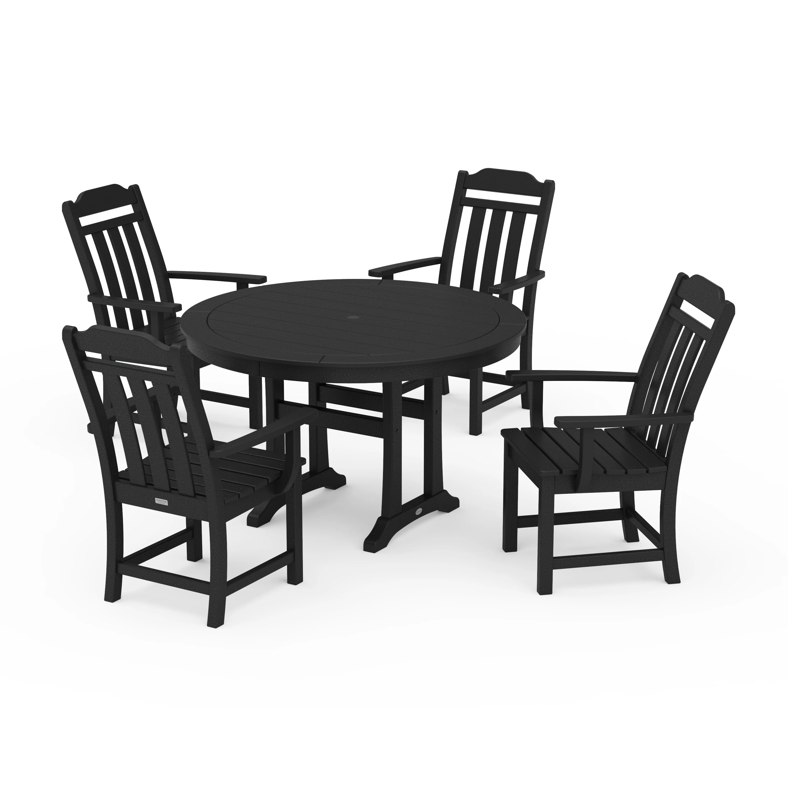 Cottage 5-Piece Round Dining Set with Trestle Legs - Image 4