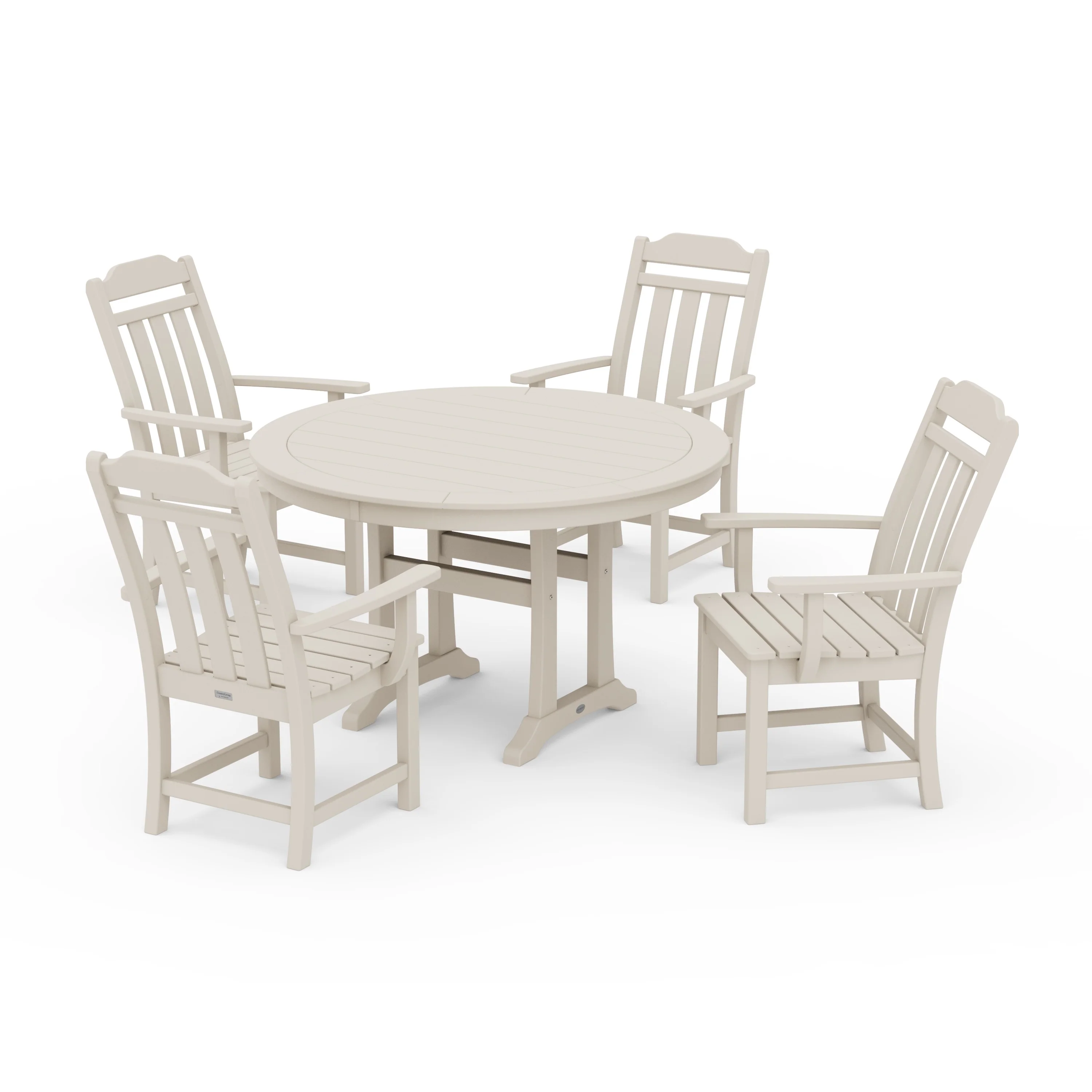 Cottage 5-Piece Round Dining Set with Trestle Legs - Image 7