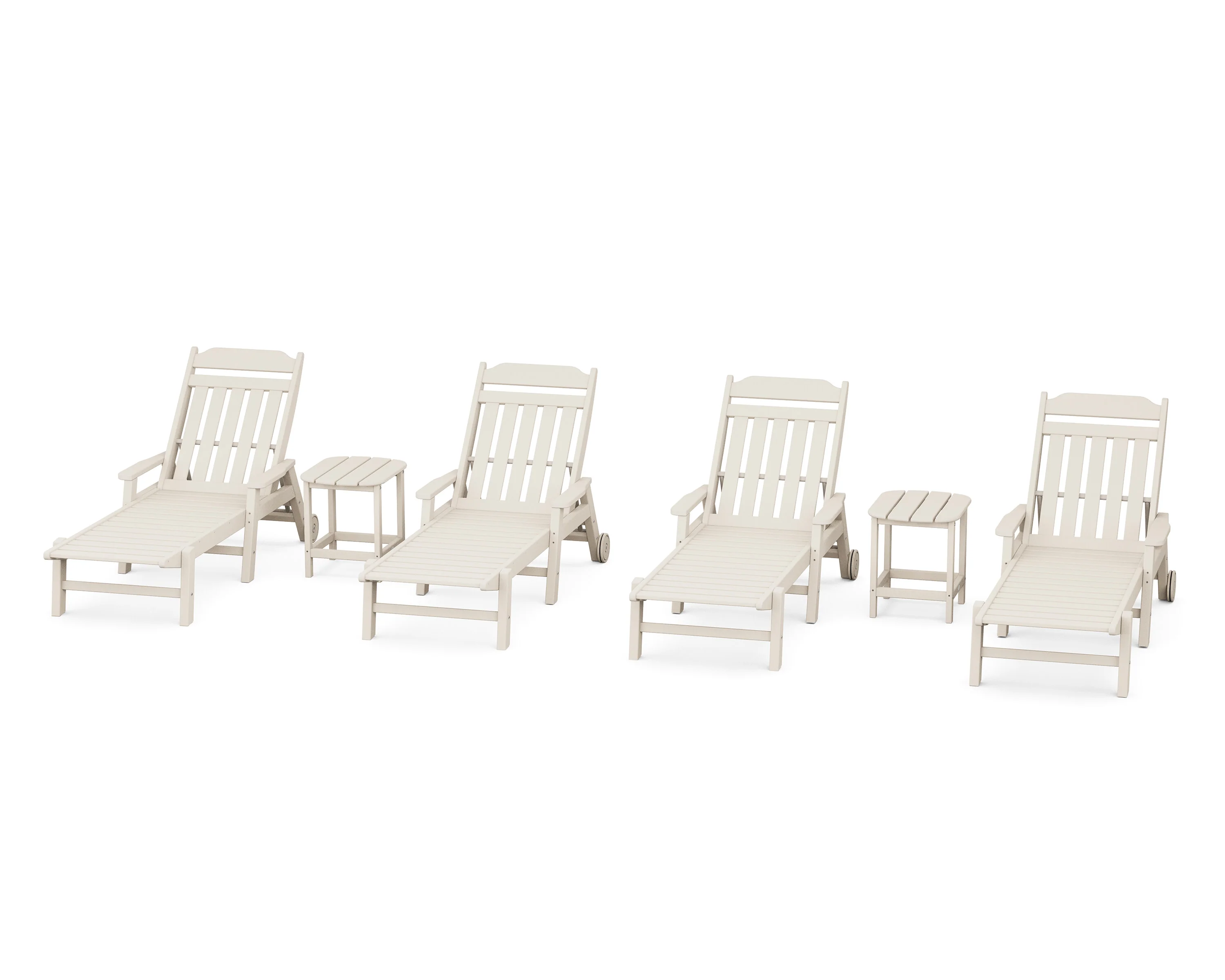 Cottage 6-Piece Chaise Set with Arms and Wheels - Image 4