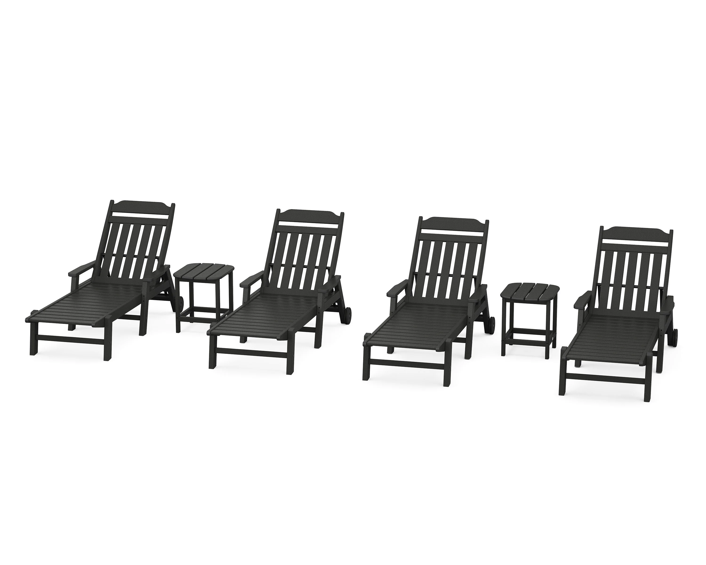 Cottage 6-Piece Chaise Set with Arms and Wheels - Image 7