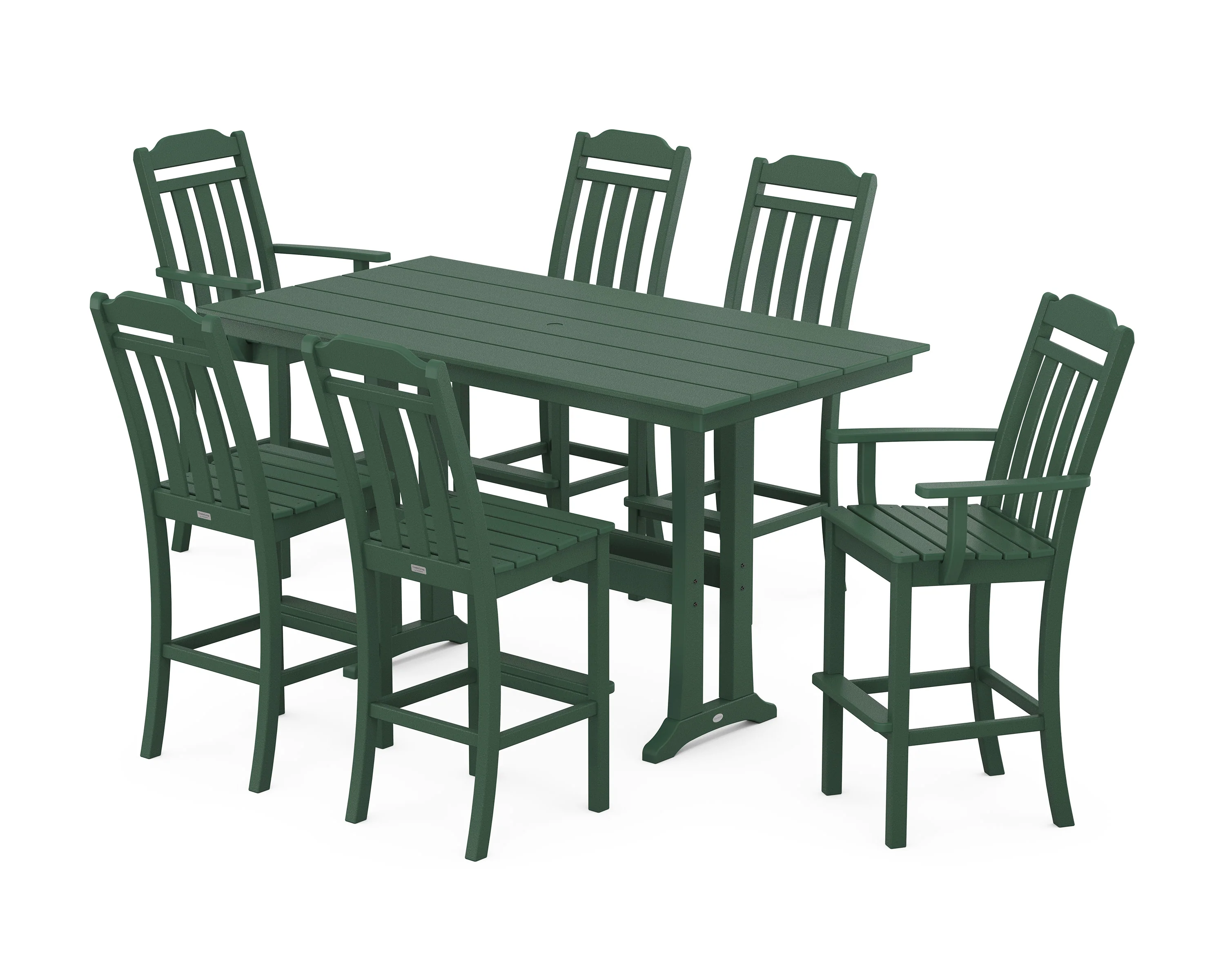 Cottage 7-Piece Farmhouse Bar Set with Trestle Legs - Image 4