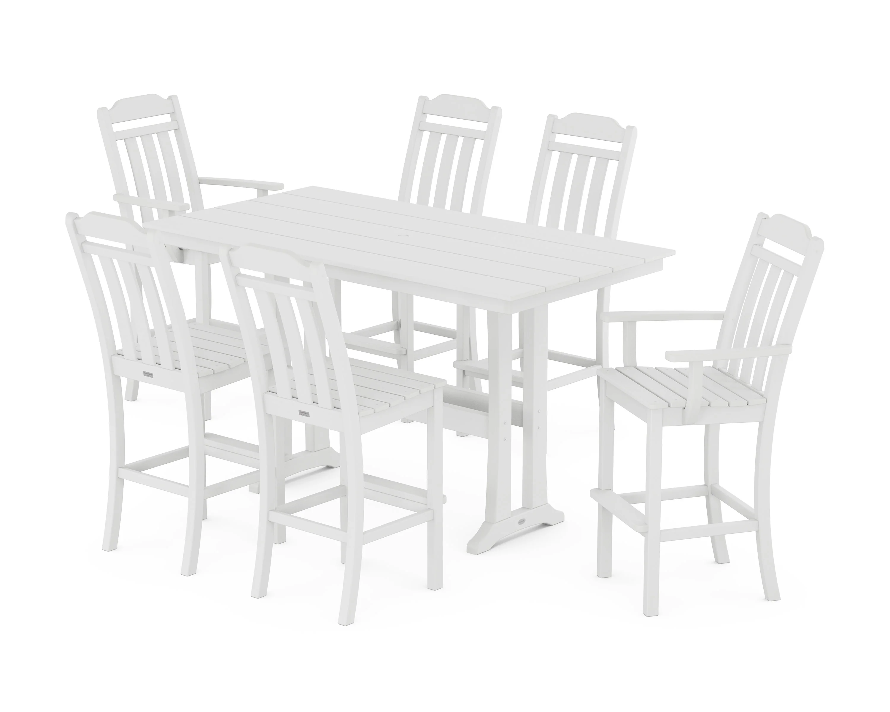 Cottage 7-Piece Farmhouse Bar Set with Trestle Legs - Image 5