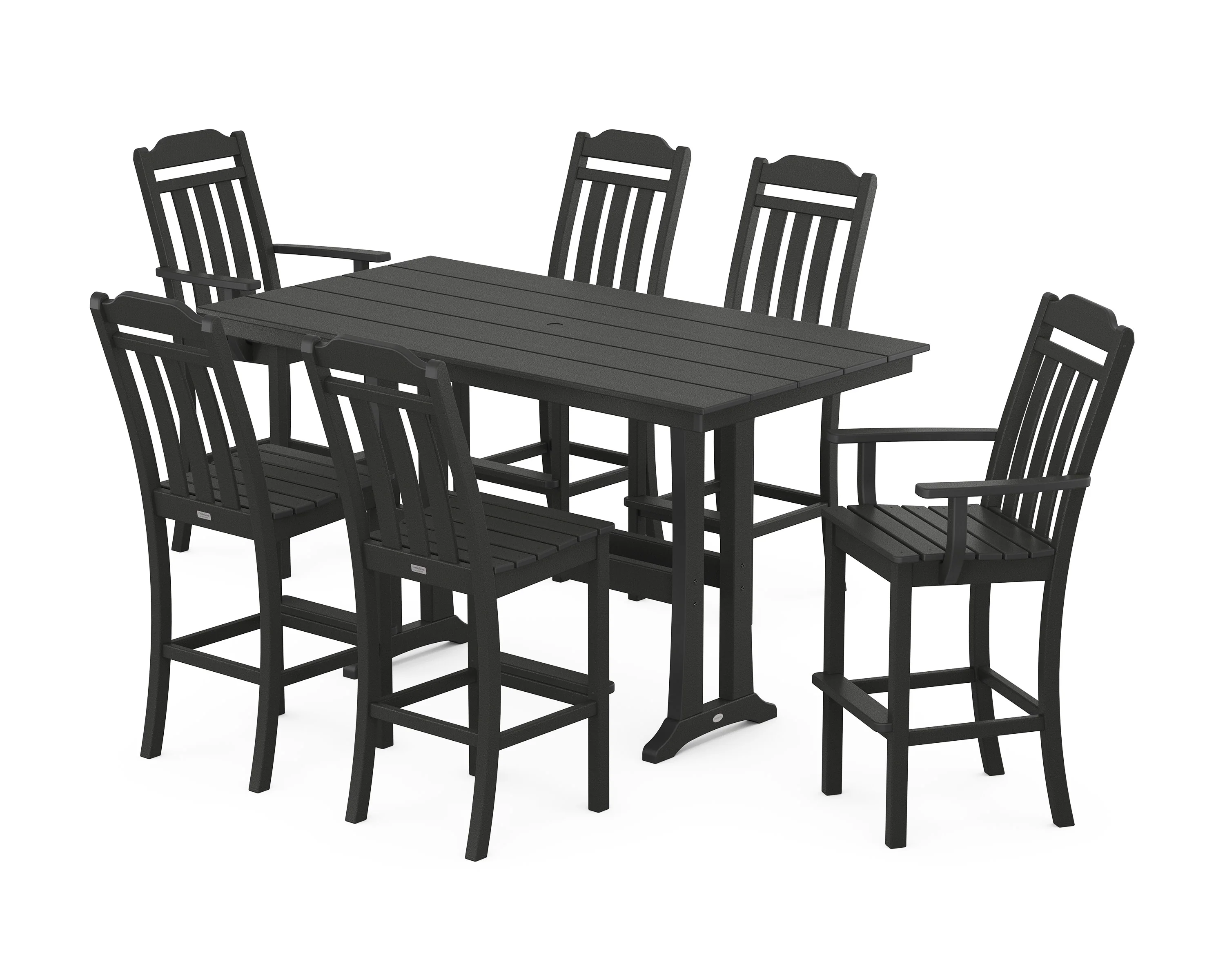 Cottage 7-Piece Farmhouse Bar Set with Trestle Legs - Image 7