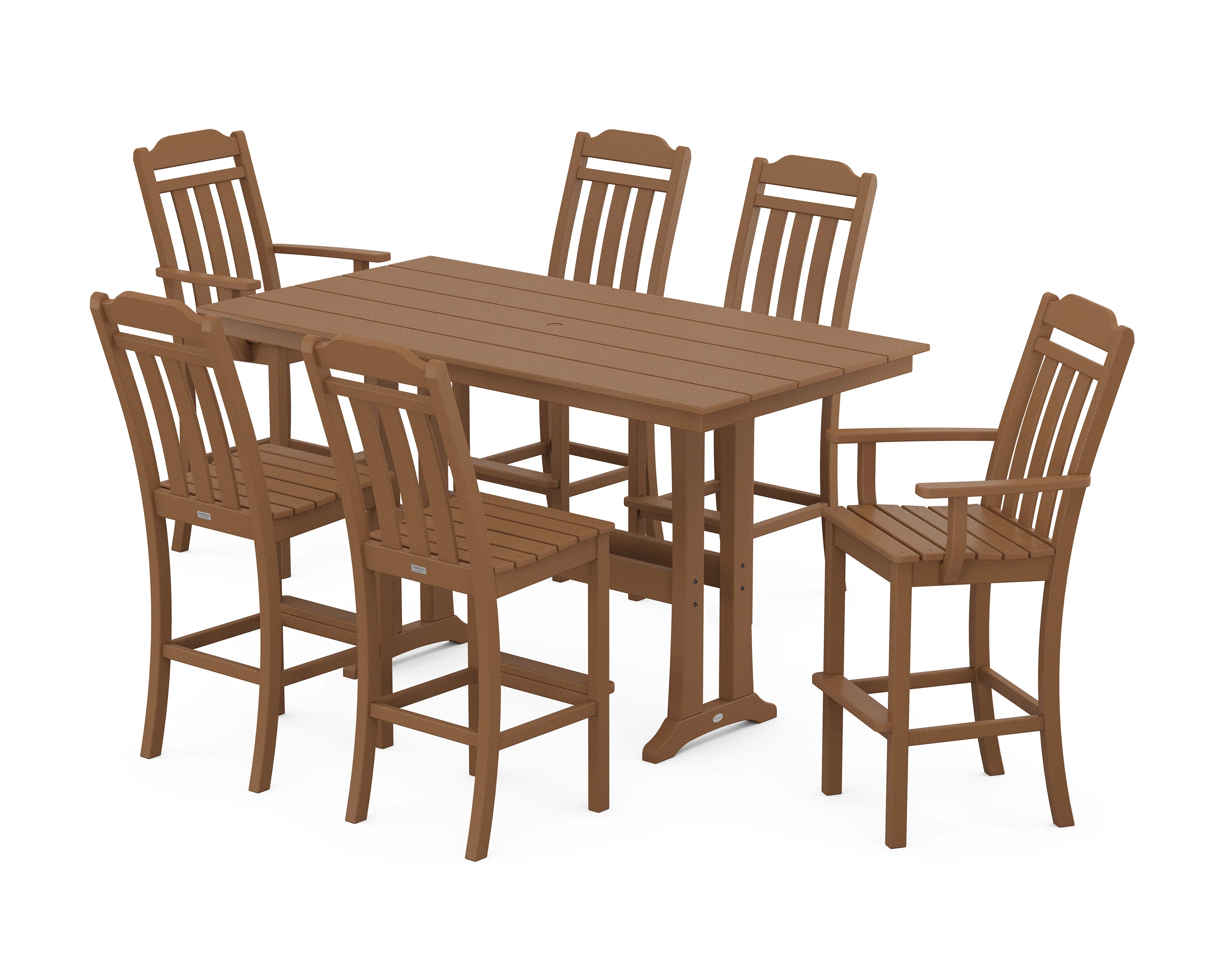 Cottage 7-Piece Farmhouse Bar Set with Trestle Legs - Image 8
