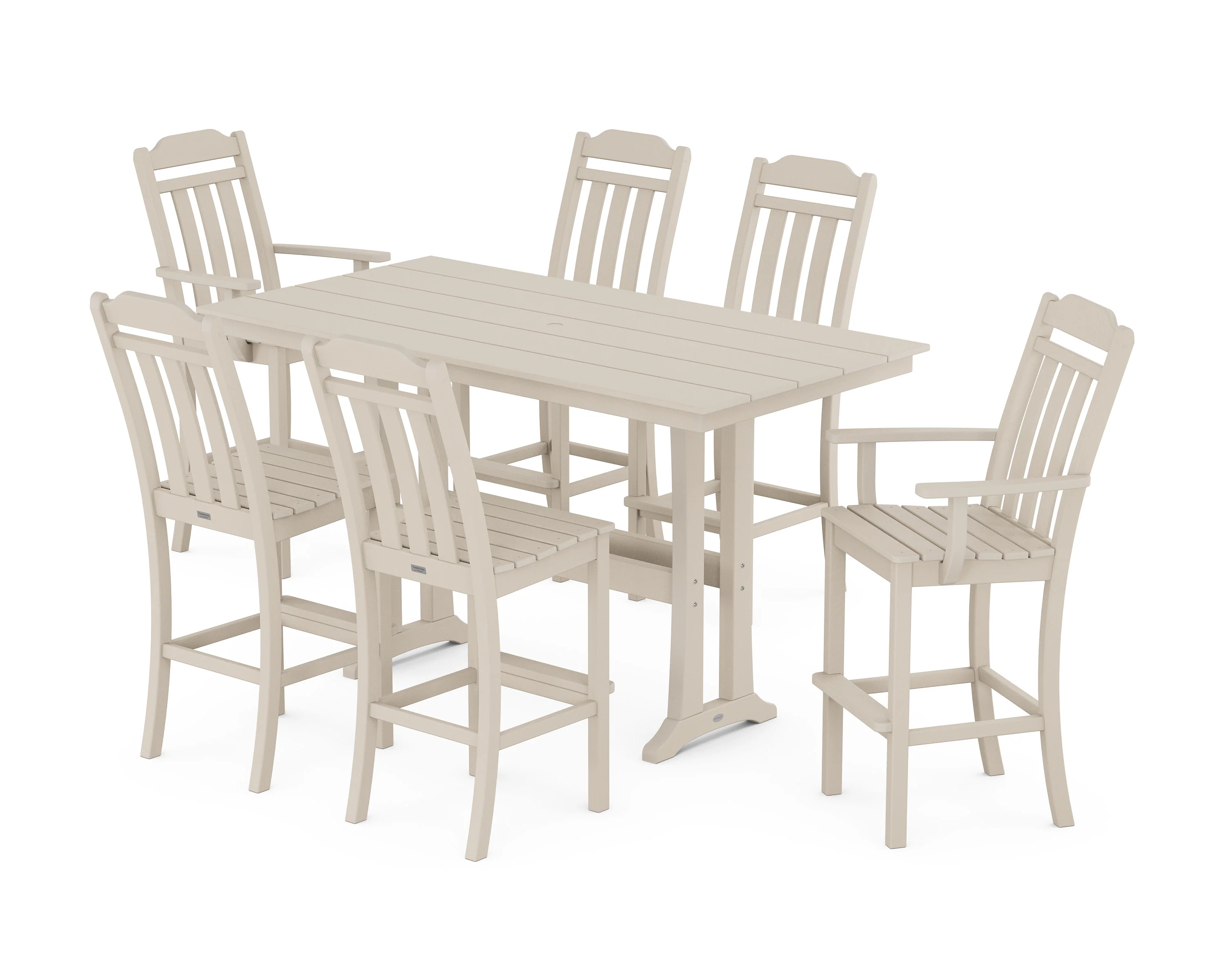 Cottage 7-Piece Farmhouse Bar Set with Trestle Legs - Image 9