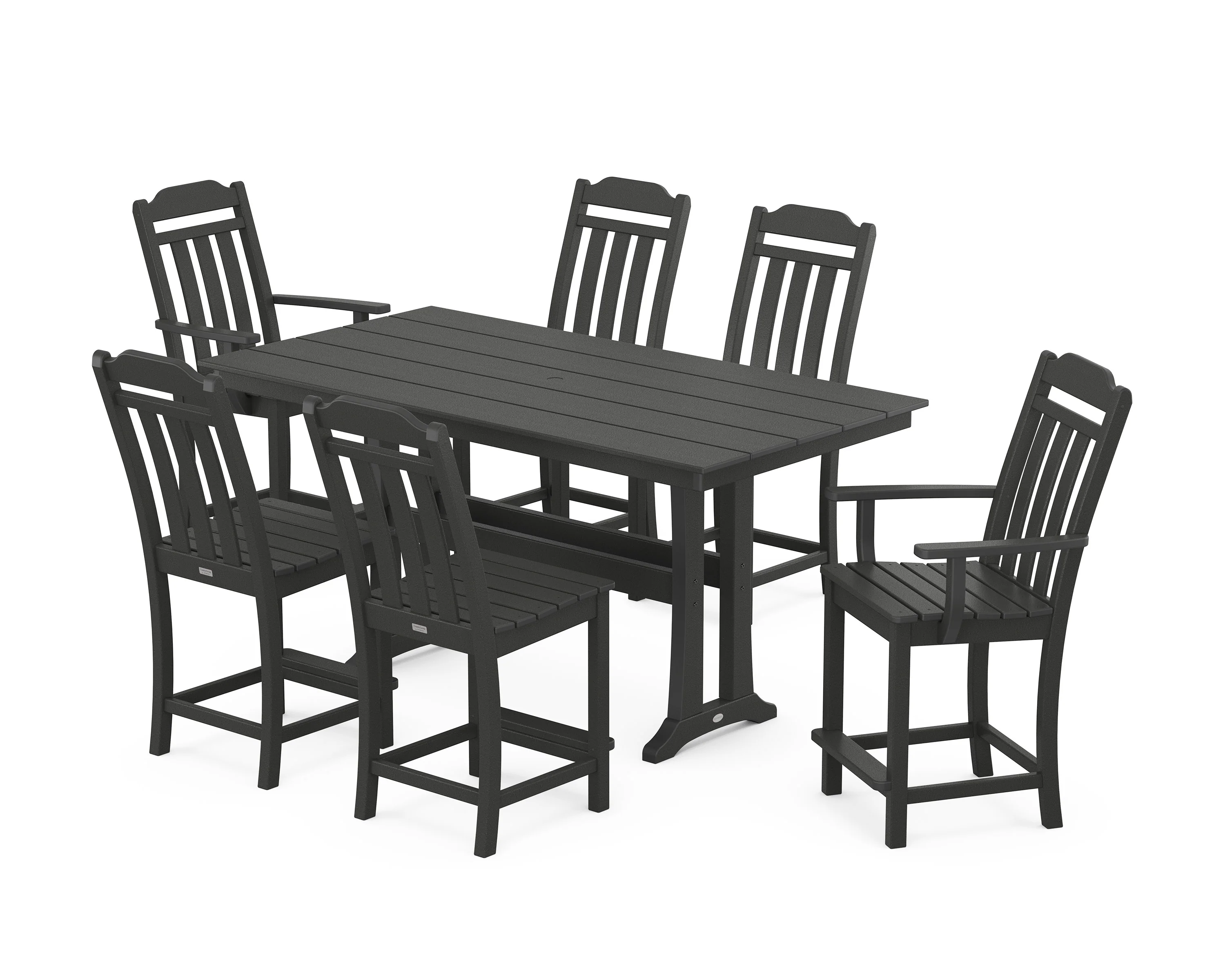 Cottage 7-Piece Farmhouse Counter Set with Trestle Legs - Image 6