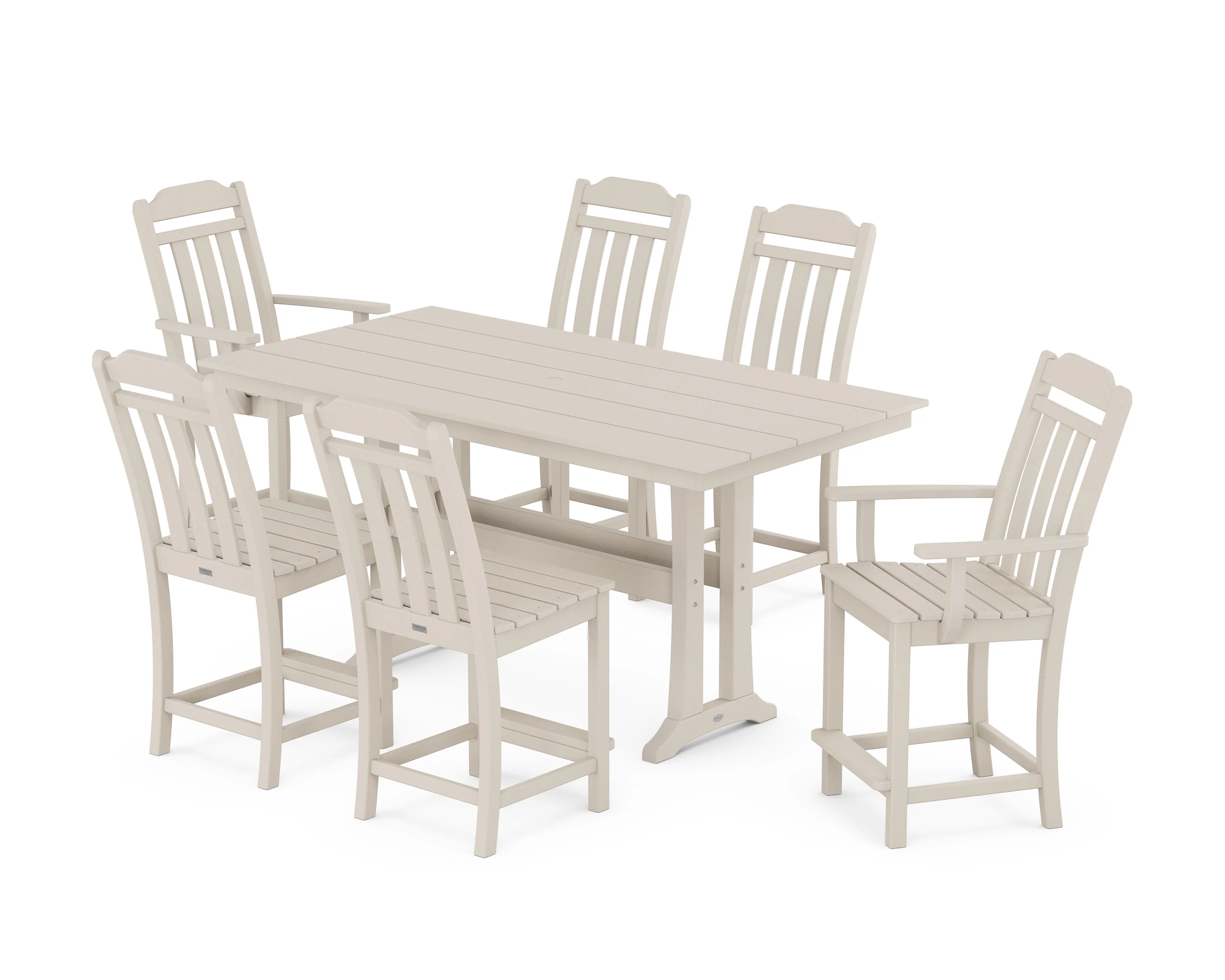 Cottage 7-Piece Farmhouse Counter Set with Trestle Legs - Image 8