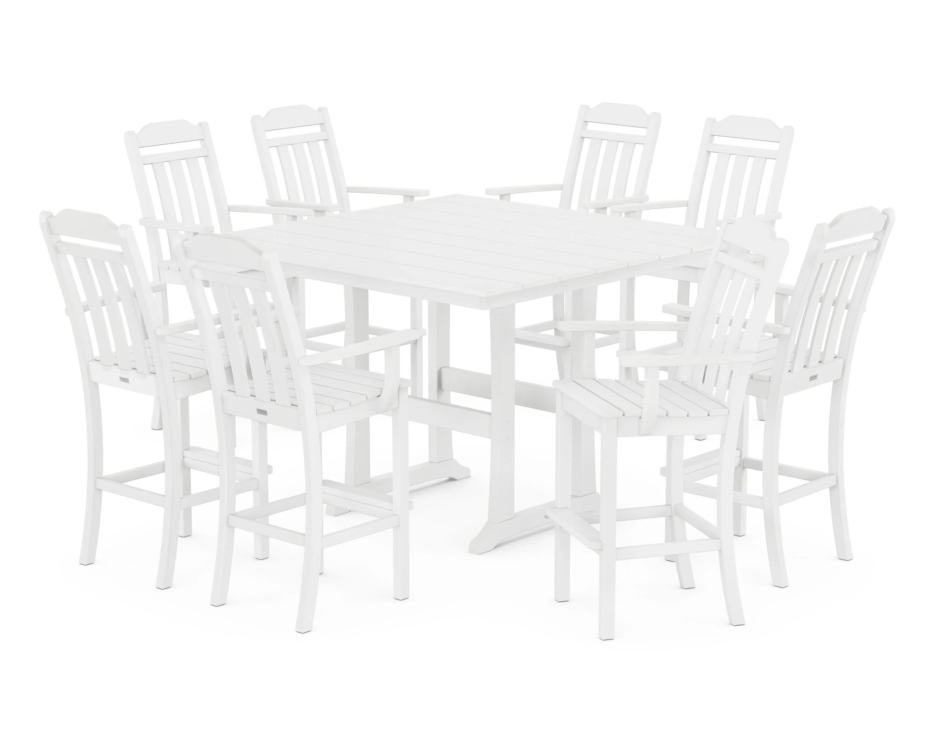 Cottage 9-Piece Farmhouse Bar Set with Trestle Legs - Image 5