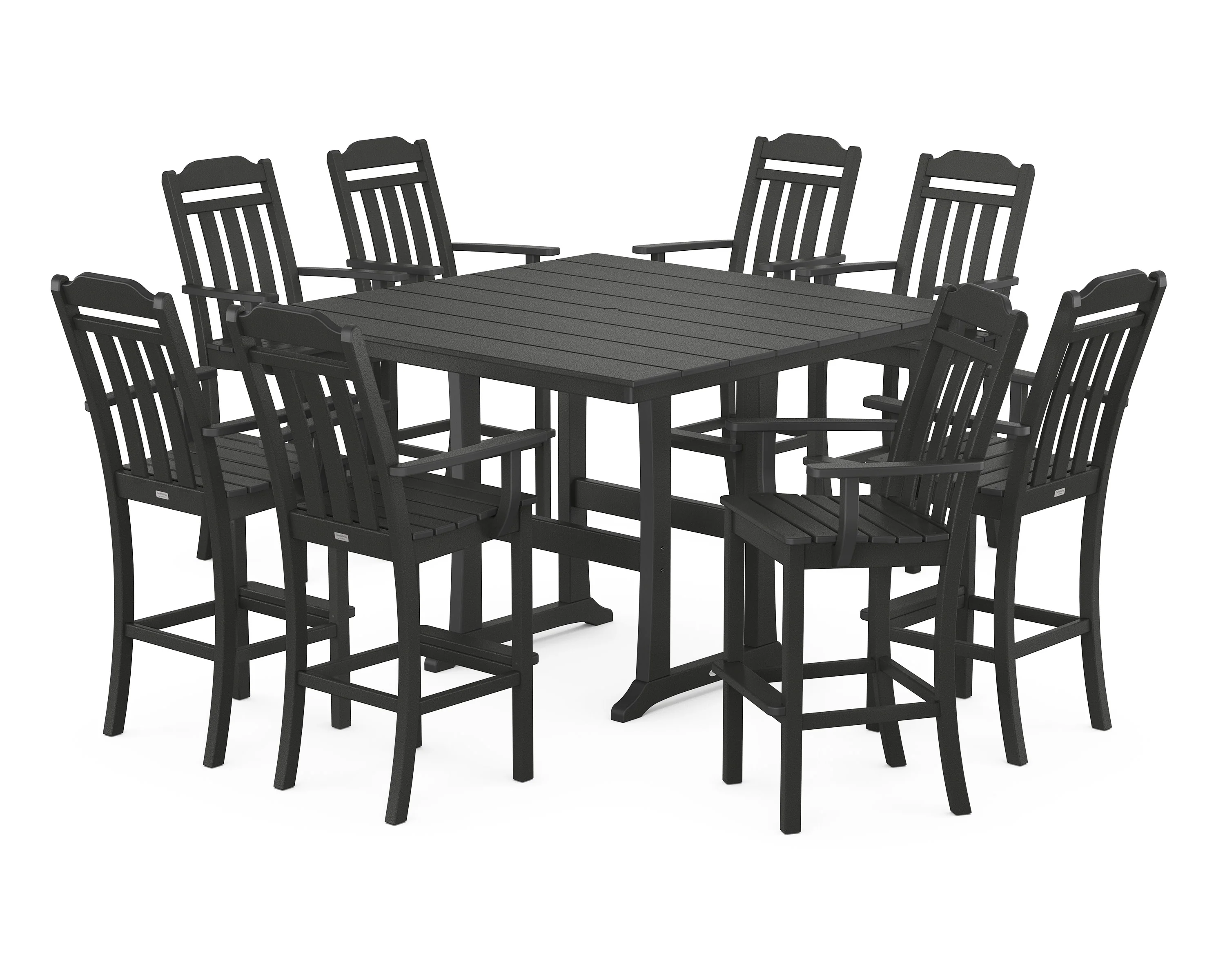 Cottage 9-Piece Farmhouse Bar Set with Trestle Legs - Image 6