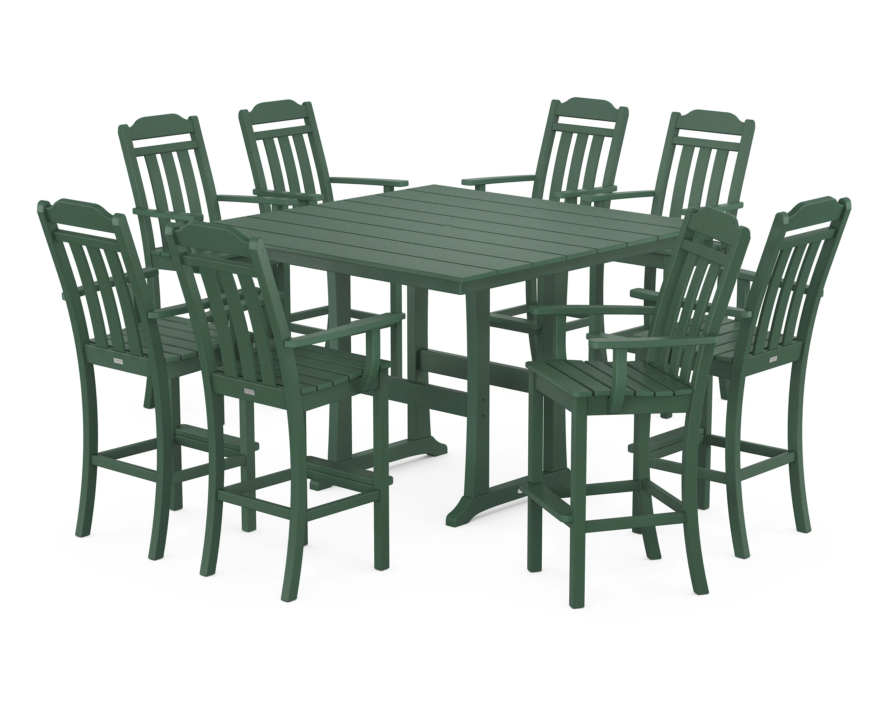 Cottage 9-Piece Farmhouse Bar Set with Trestle Legs - Image 7