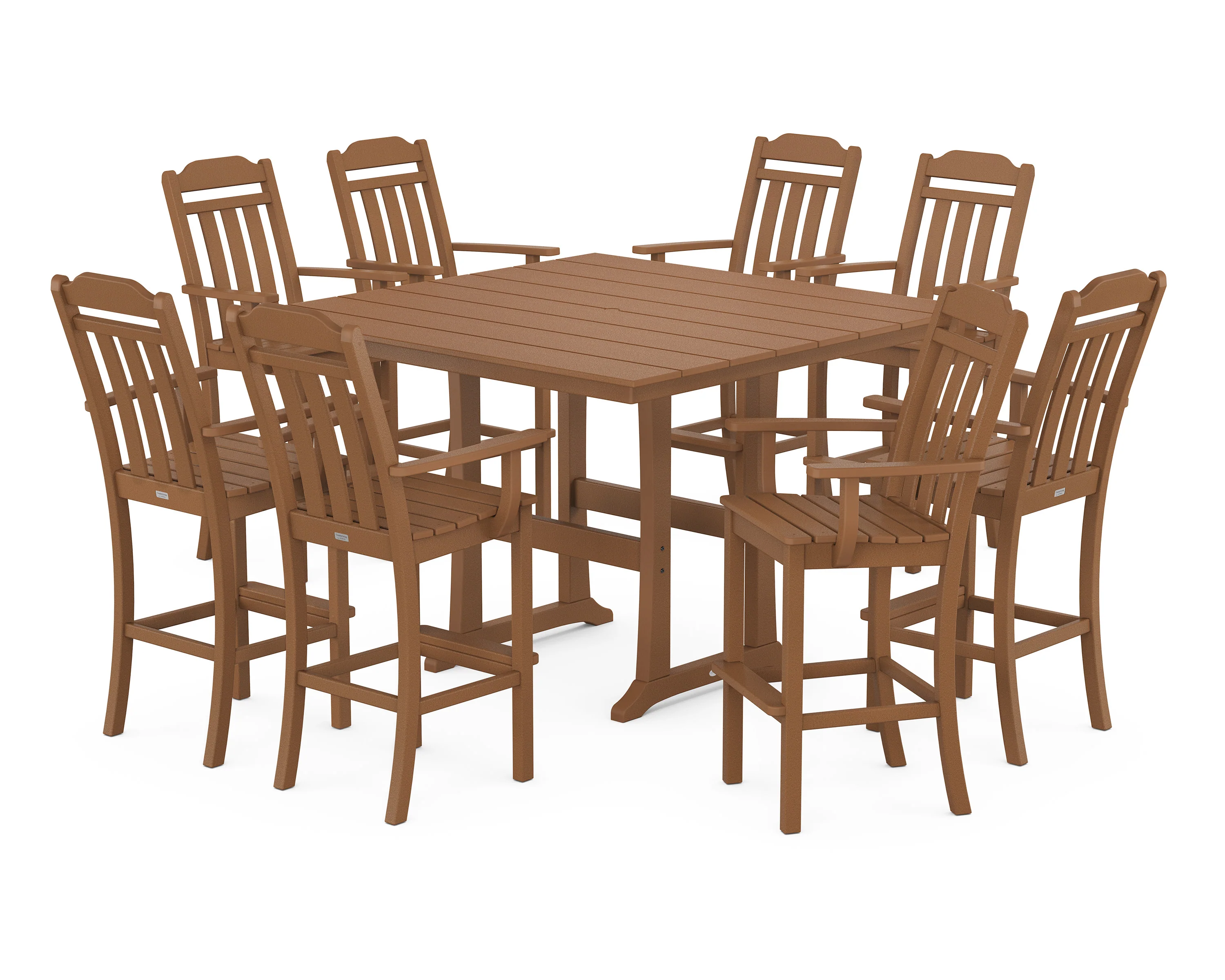 Cottage 9-Piece Farmhouse Bar Set with Trestle Legs - Image 8
