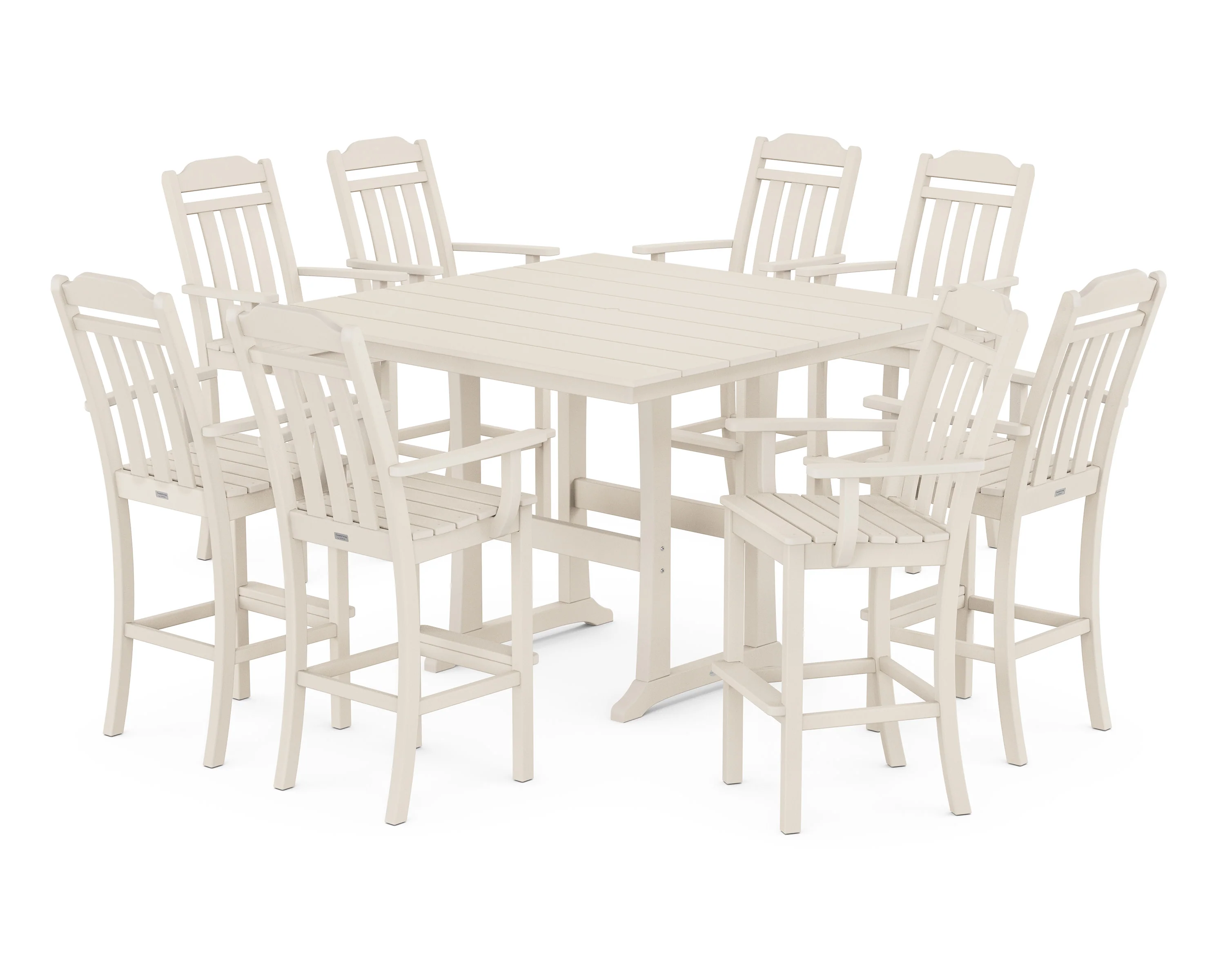 Cottage 9-Piece Farmhouse Bar Set with Trestle Legs - Image 9