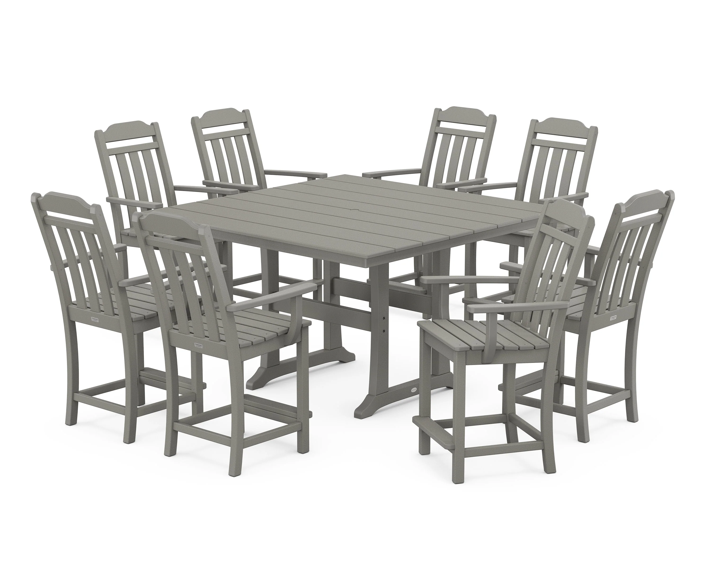 Cottage 9-Piece Square Farmhouse Counter Set with Trestle Legs