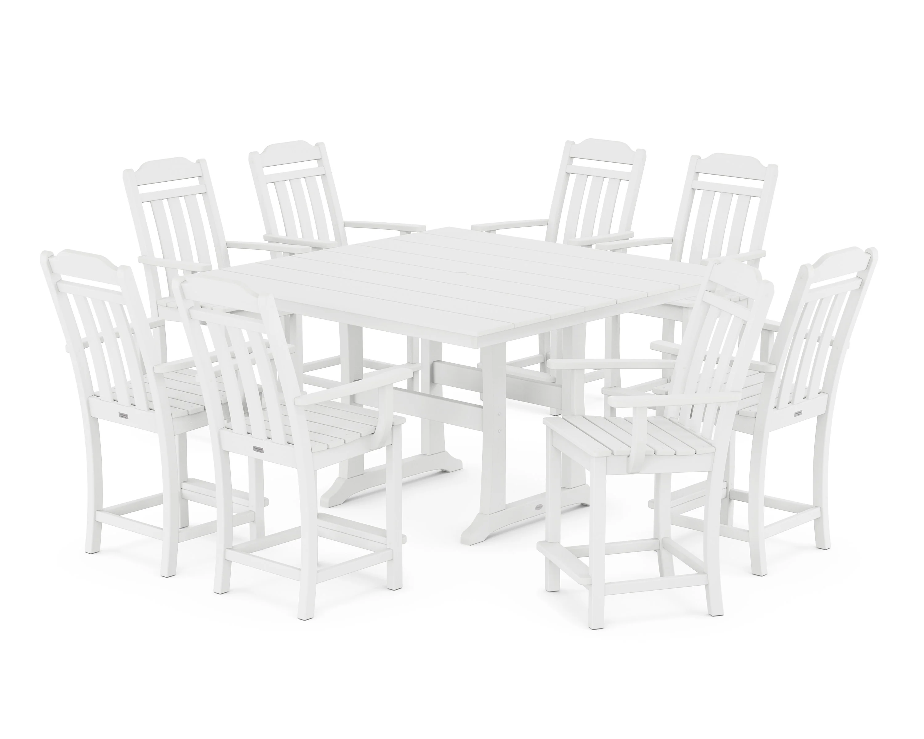 Cottage 9-Piece Square Farmhouse Counter Set with Trestle Legs - Image 5
