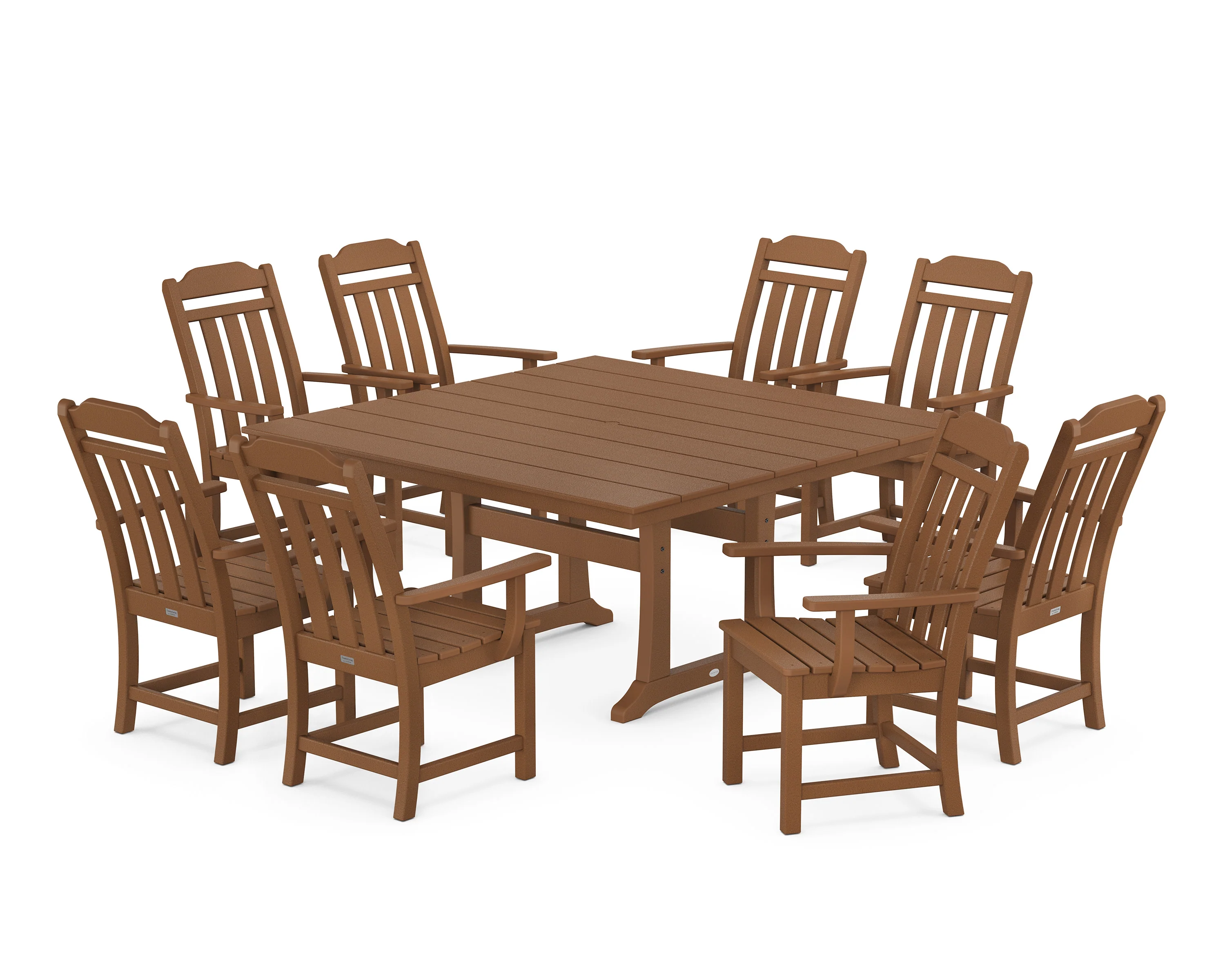 Cottage 9-Piece Square Farmhouse Dining Set with Trestle Legs - Image 4