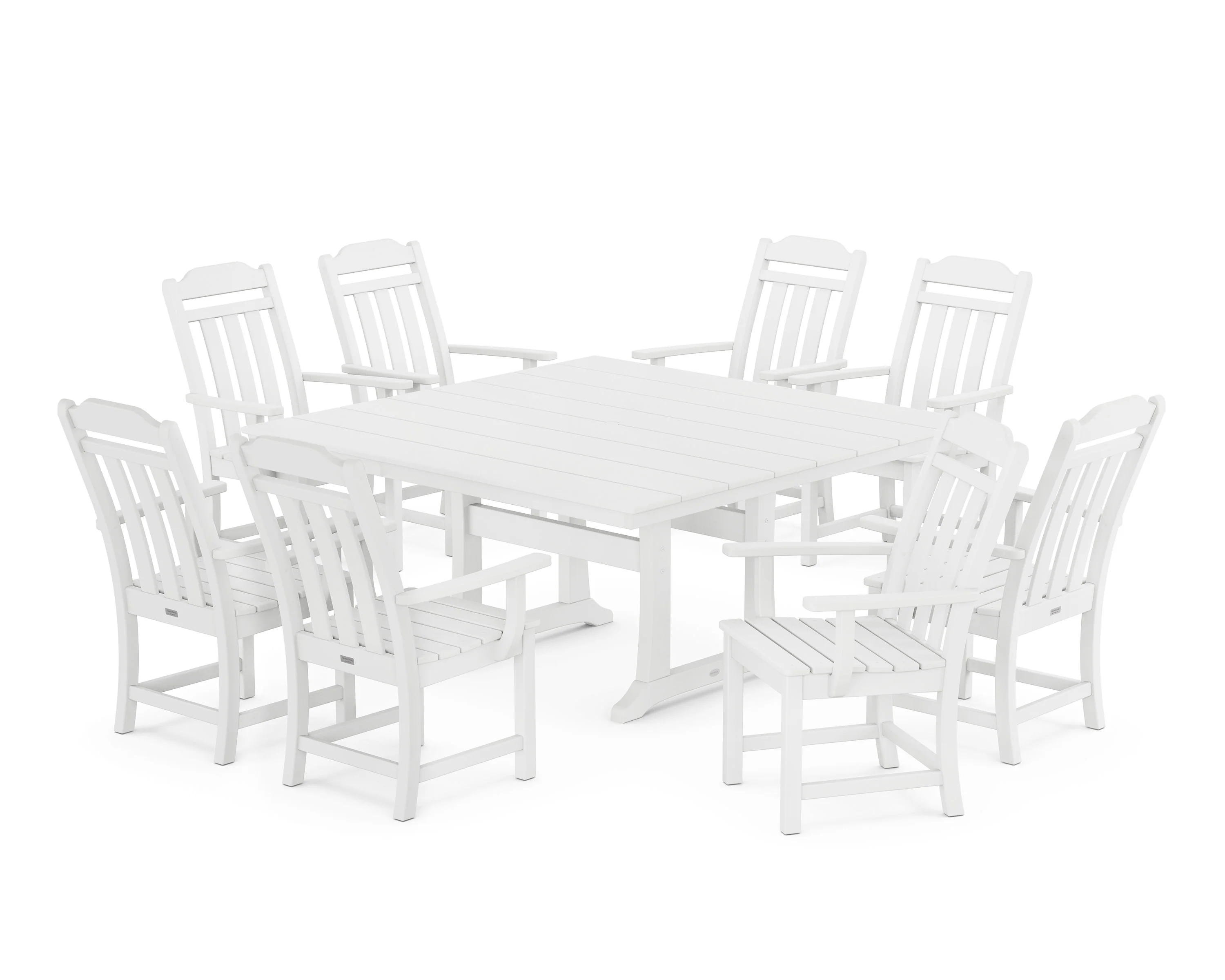 Cottage 9-Piece Square Farmhouse Dining Set with Trestle Legs - Image 6