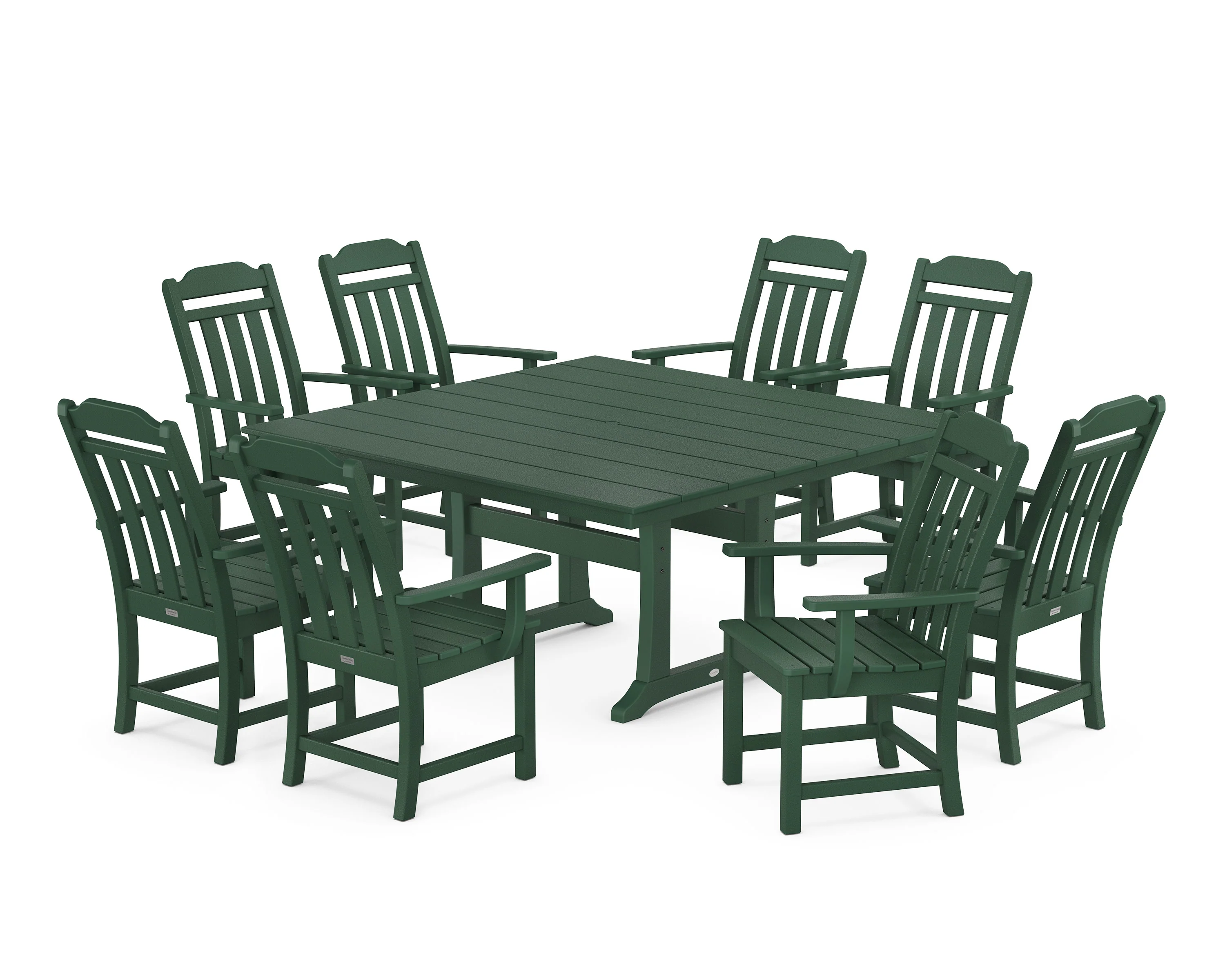 Cottage 9-Piece Square Farmhouse Dining Set with Trestle Legs - Image 7