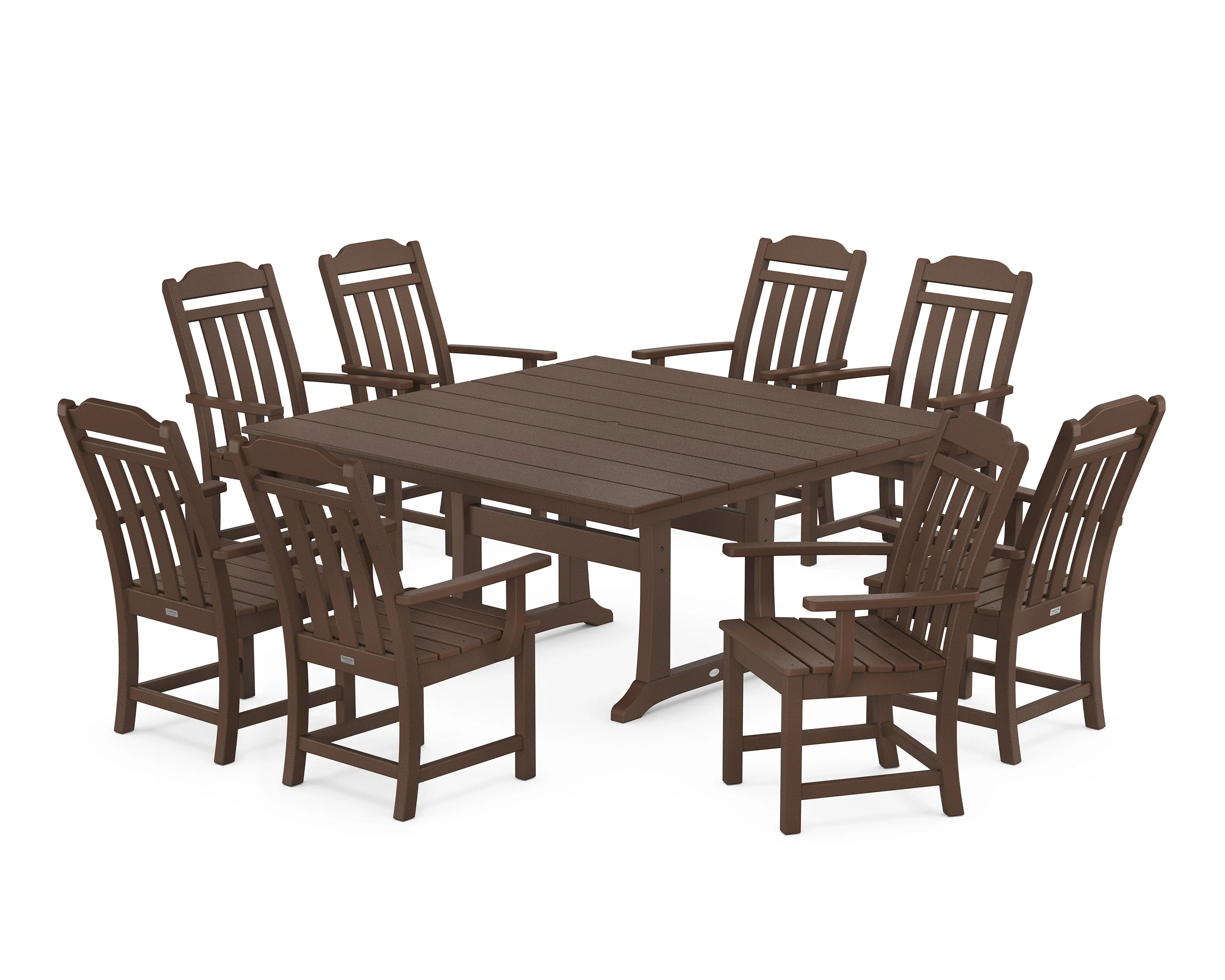 Cottage 9-Piece Square Farmhouse Dining Set with Trestle Legs - Image 8
