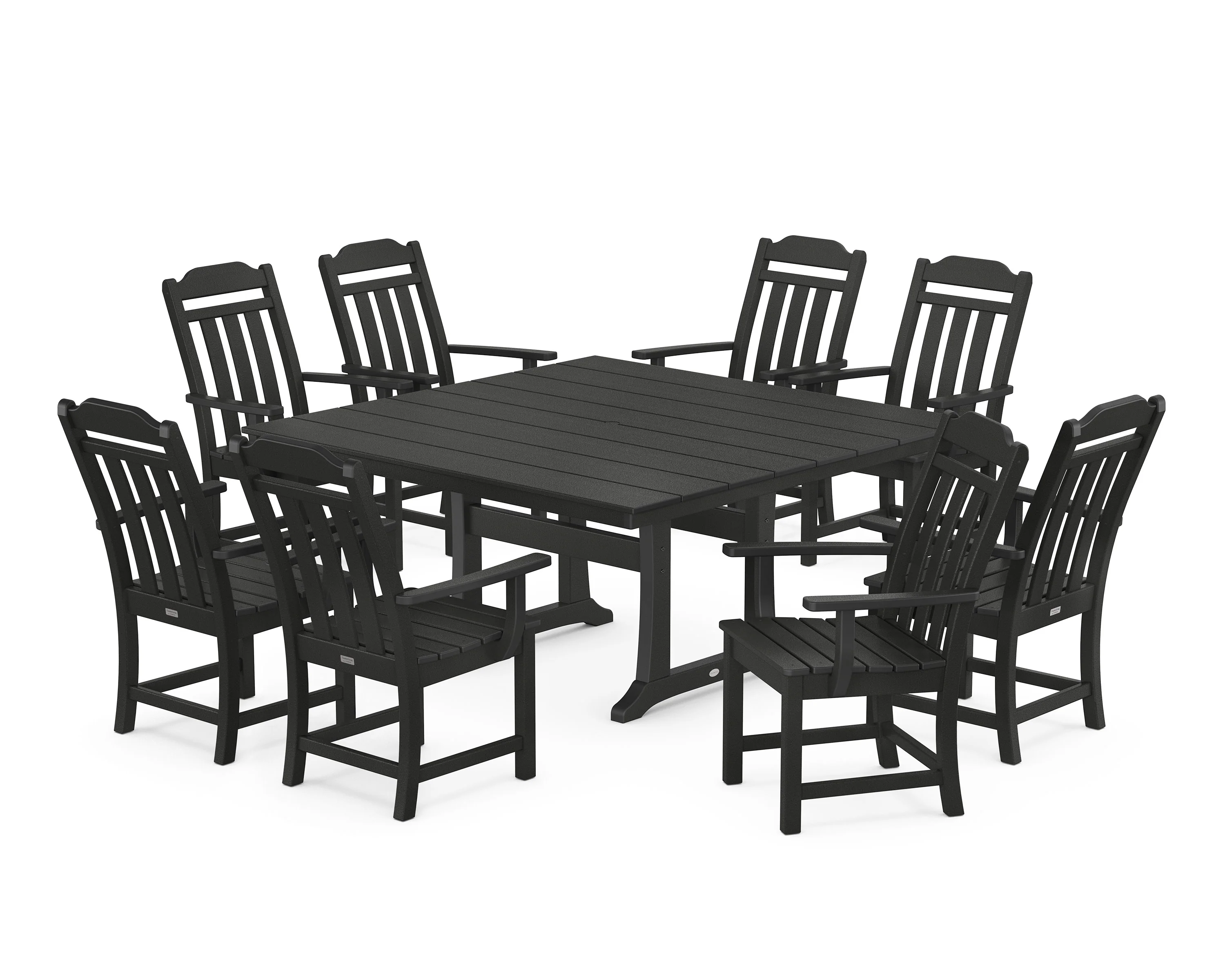 Cottage 9-Piece Square Farmhouse Dining Set with Trestle Legs - Image 9
