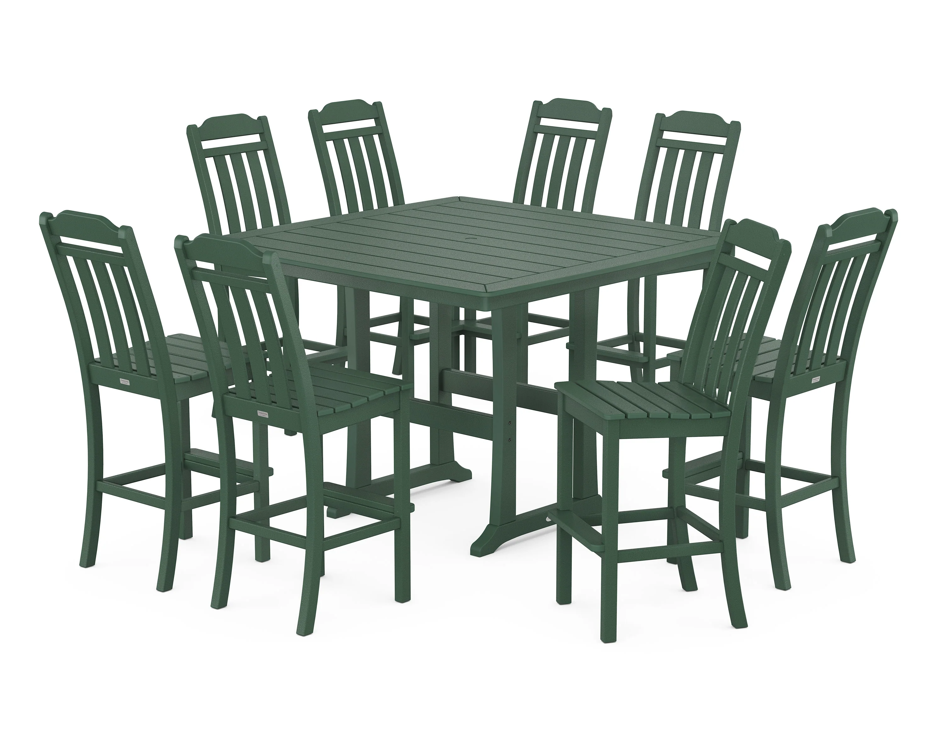 Cottage 9-Piece Square Side Chair Bar Set with Trestle Legs - Image 4