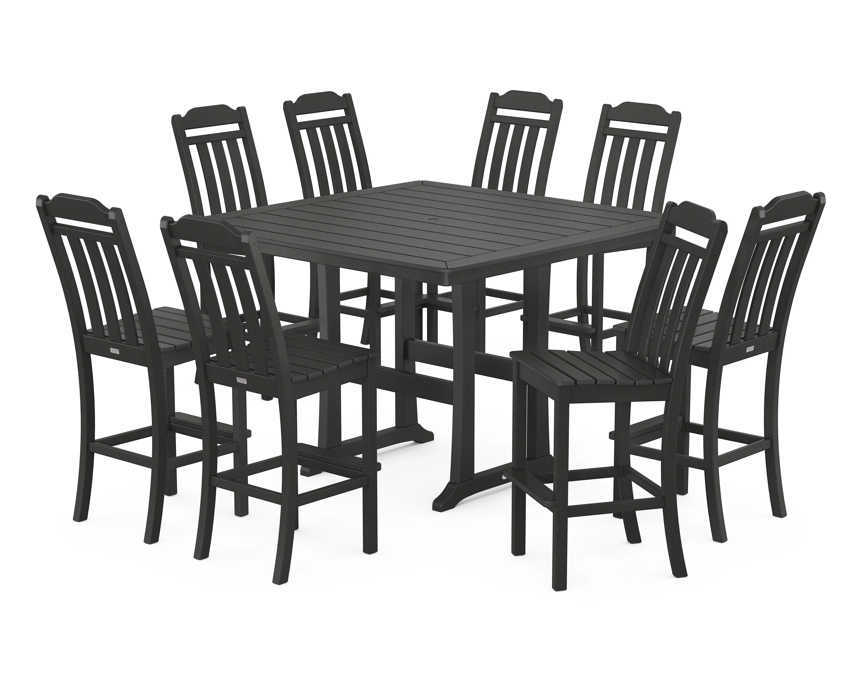 Cottage 9-Piece Square Side Chair Bar Set with Trestle Legs - Image 5