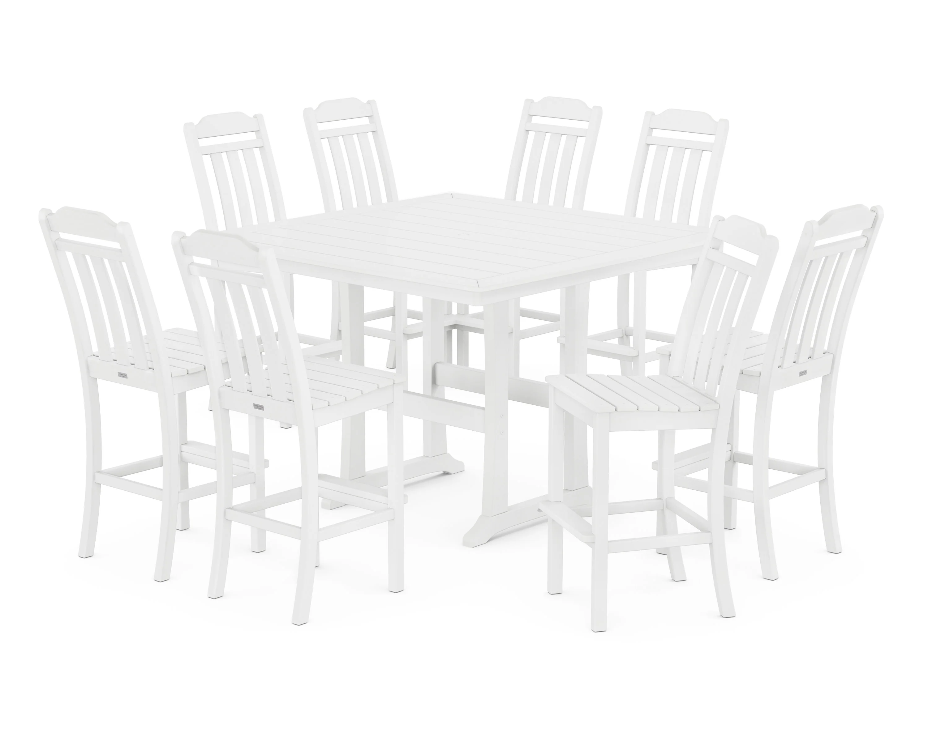 Cottage 9-Piece Square Side Chair Bar Set with Trestle Legs - Image 8