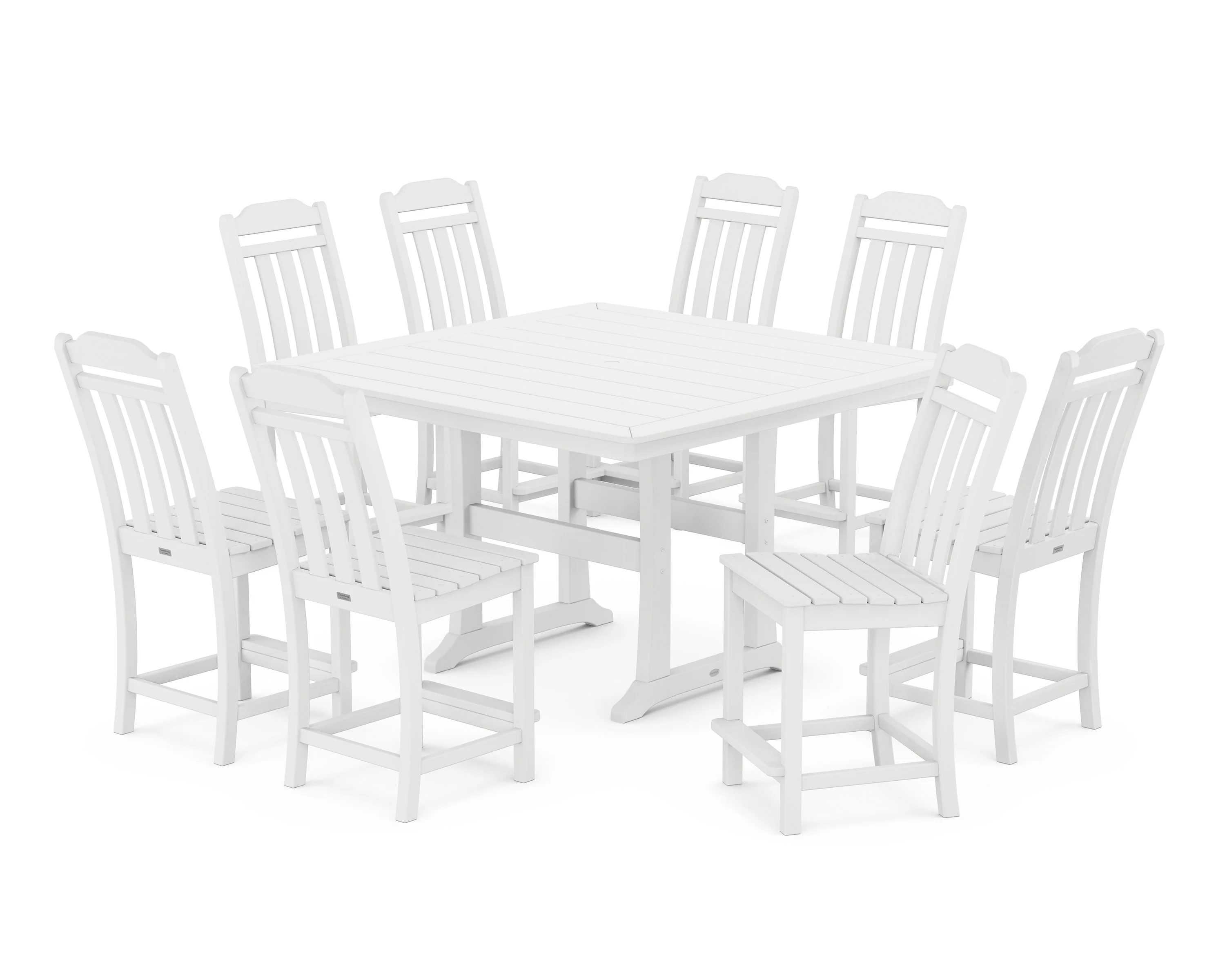 Cottage 9-Piece Square Side Chair Counter Set with Trestle Legs - Image 7