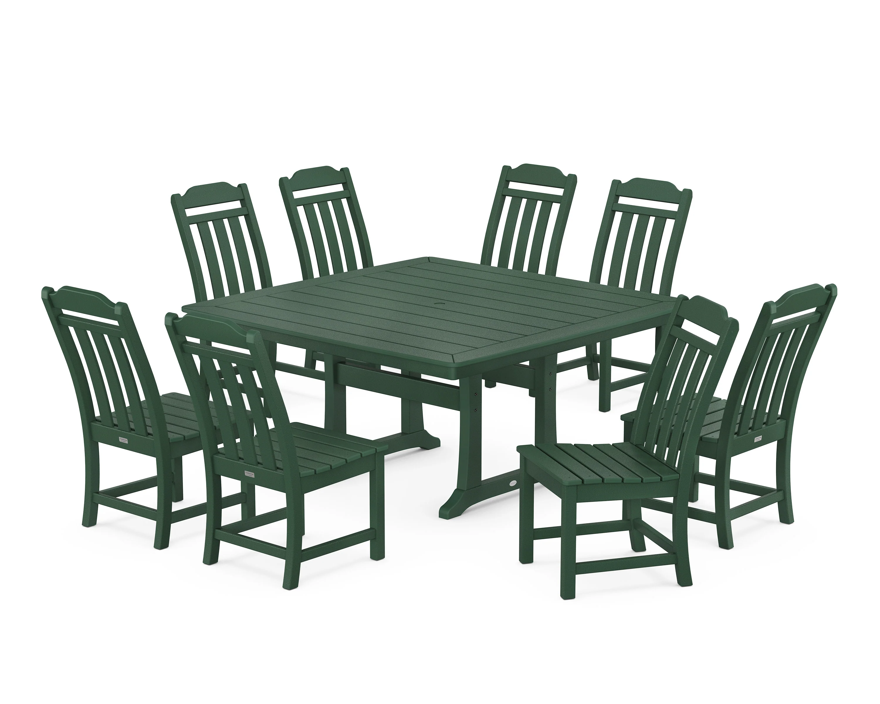 Cottage 9-Piece Square Side Chair Dining Set with Trestle Legs - Image 4