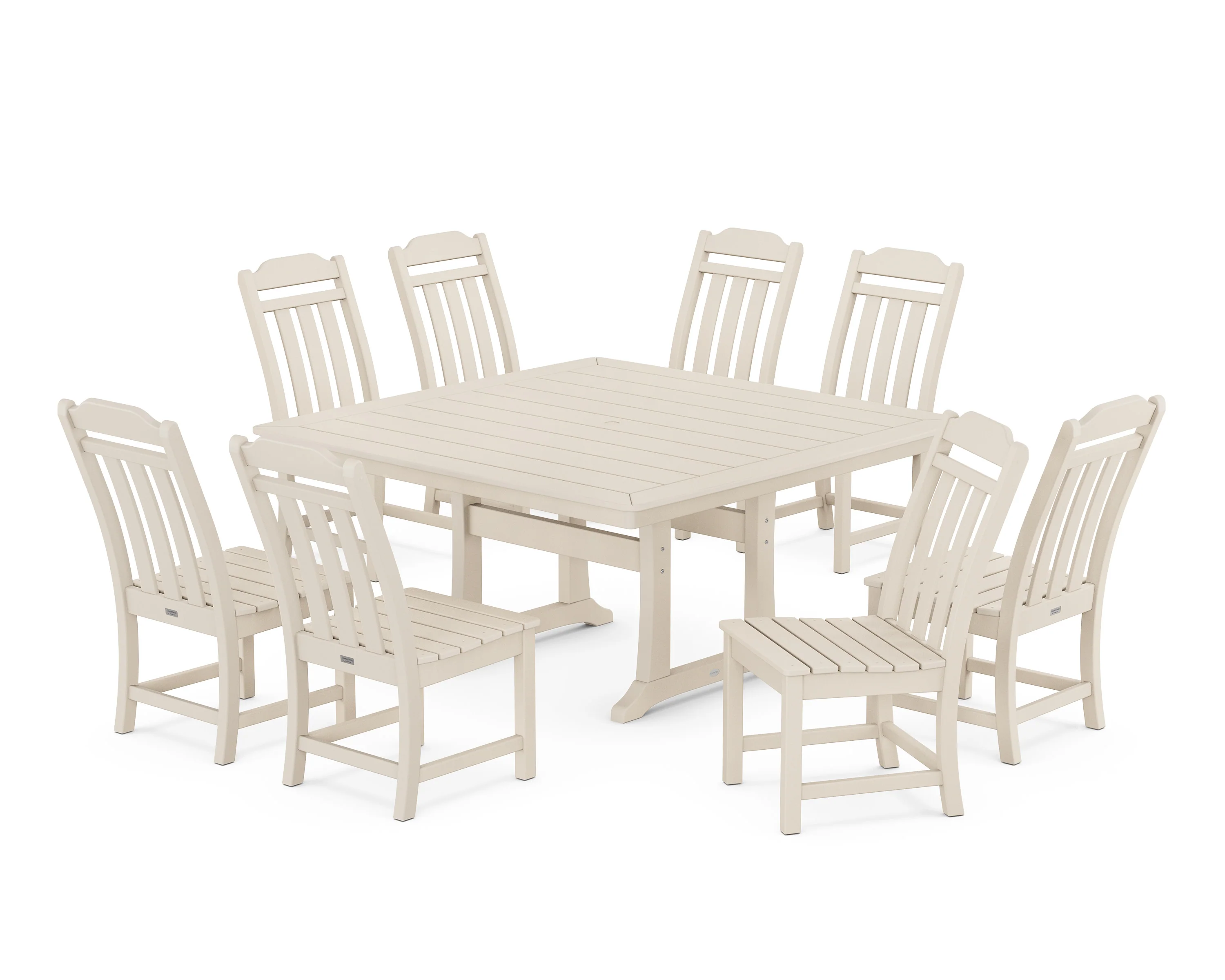 Cottage 9-Piece Square Side Chair Dining Set with Trestle Legs - Image 5