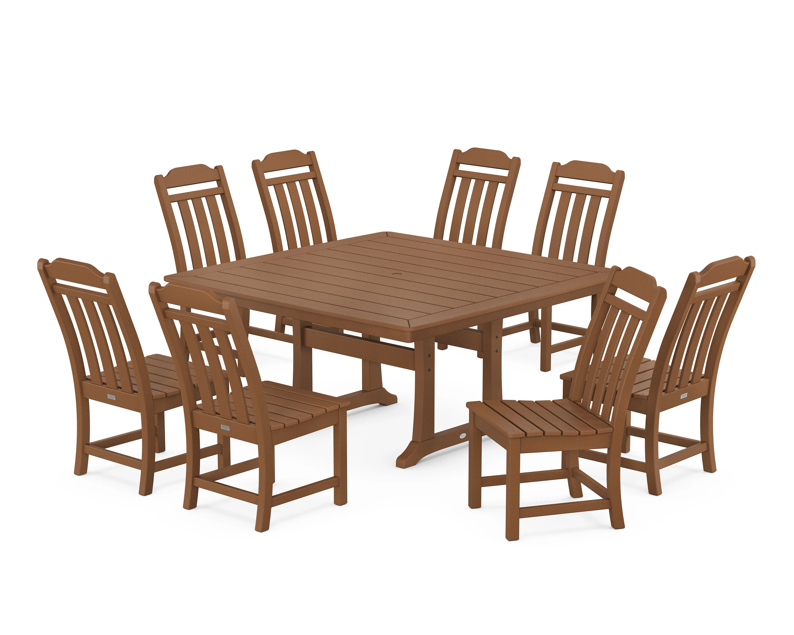 Cottage 9-Piece Square Side Chair Dining Set with Trestle Legs - Image 6