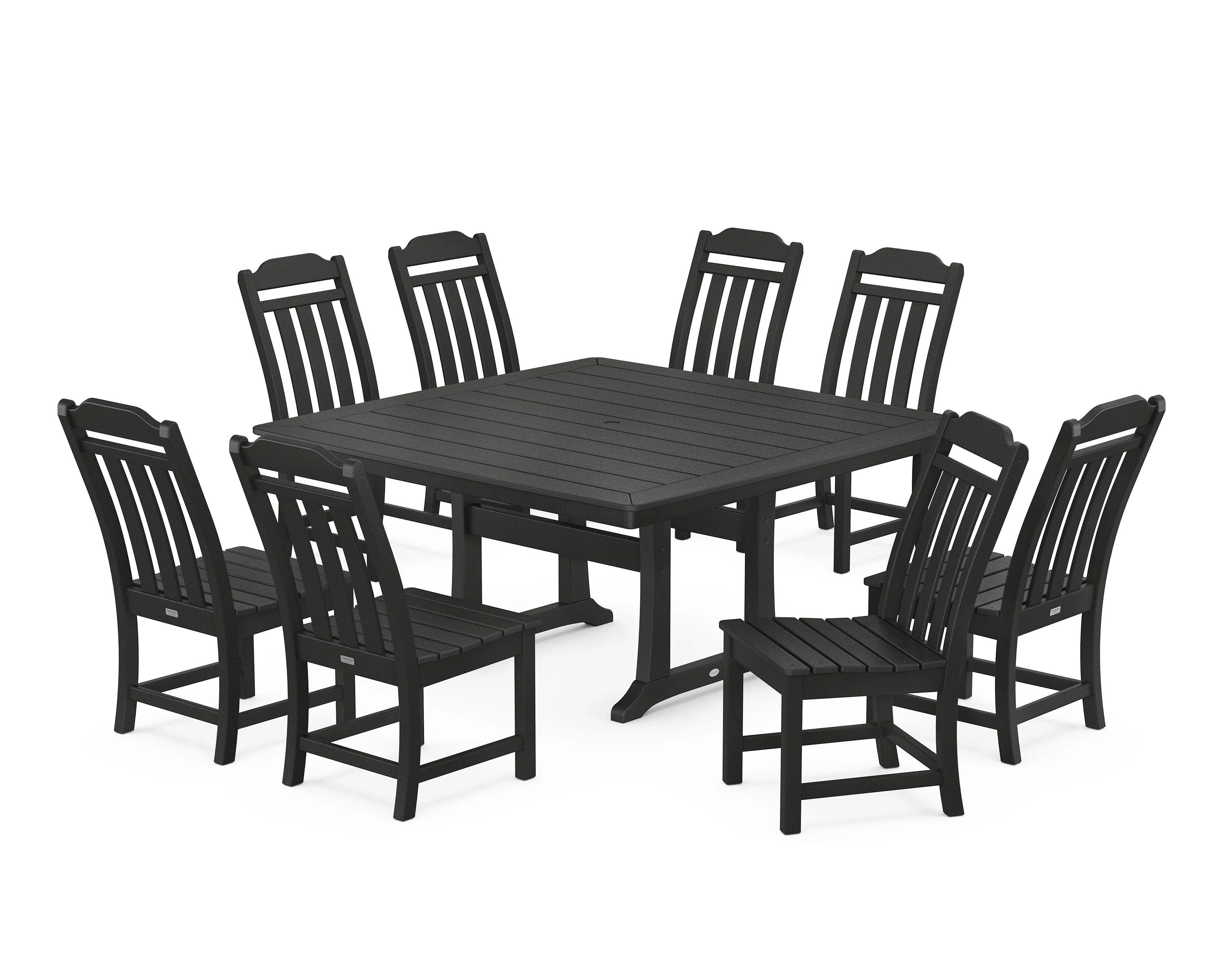 Cottage 9-Piece Square Side Chair Dining Set with Trestle Legs - Image 7