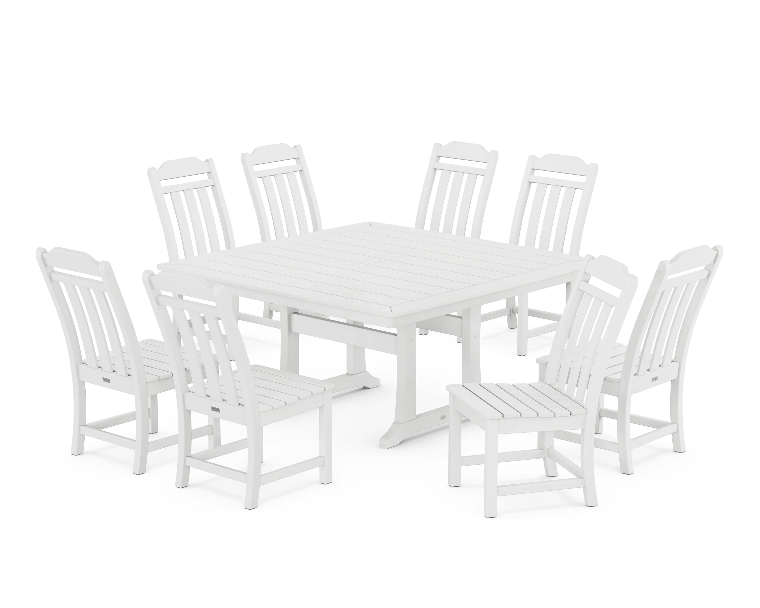 Cottage 9-Piece Square Side Chair Dining Set with Trestle Legs - Image 8