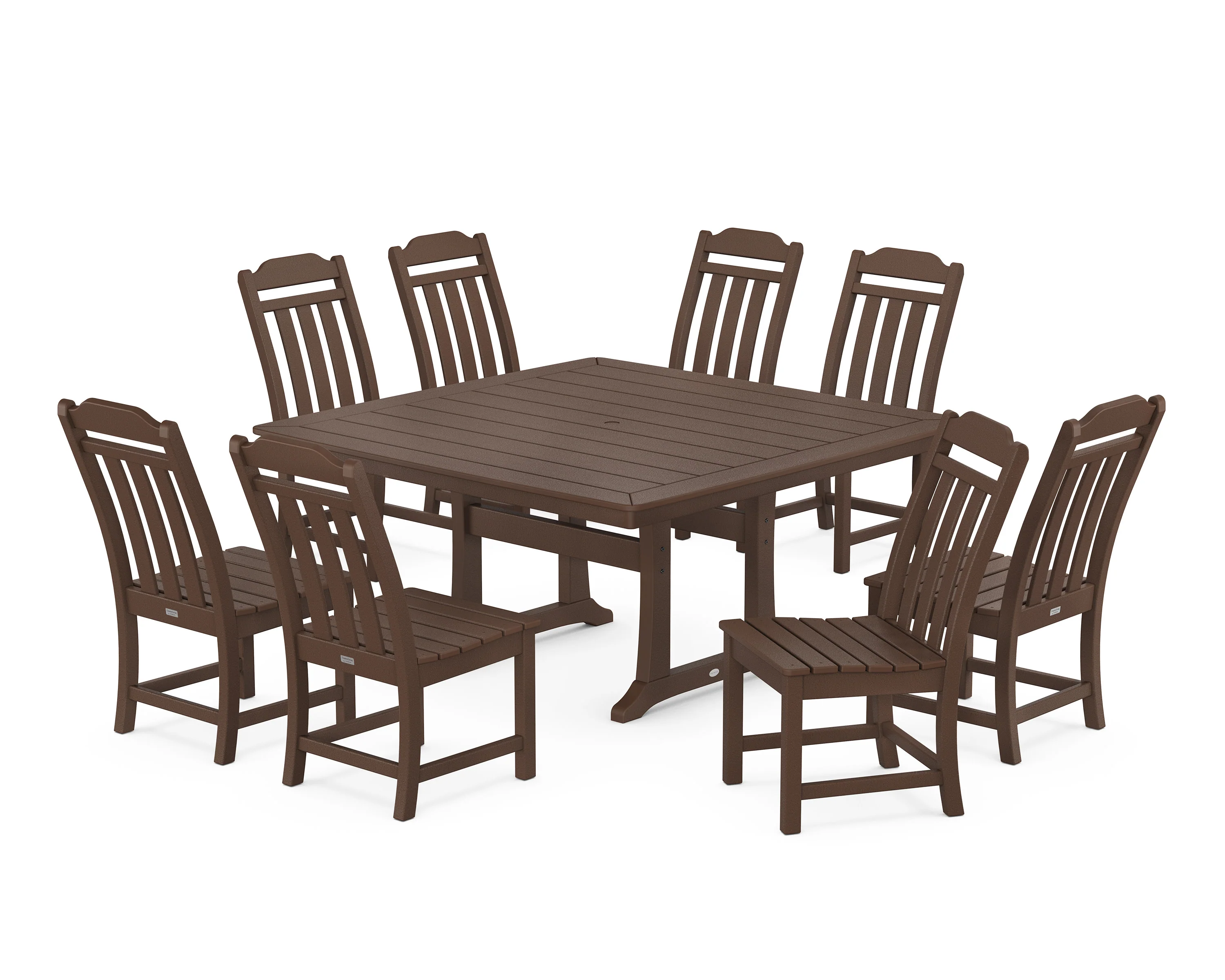 Cottage 9-Piece Square Side Chair Dining Set with Trestle Legs - Image 9